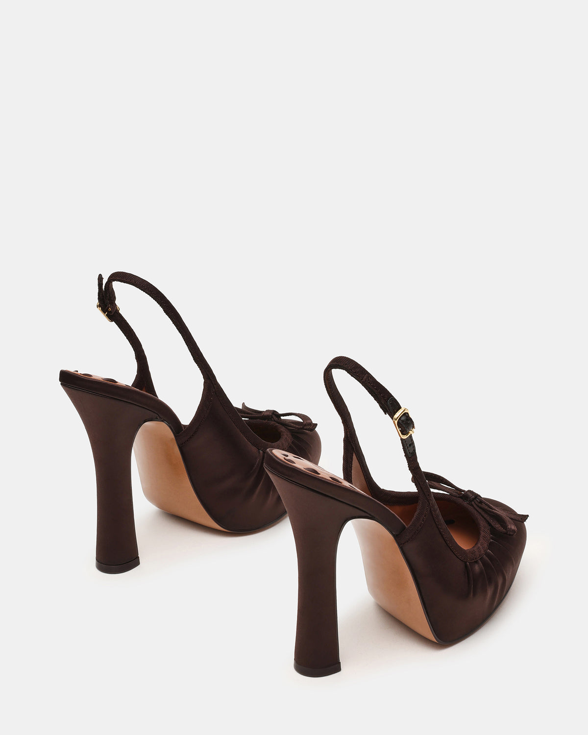SOFIE Brown Satin Bow Slingback Platform Women's Heel