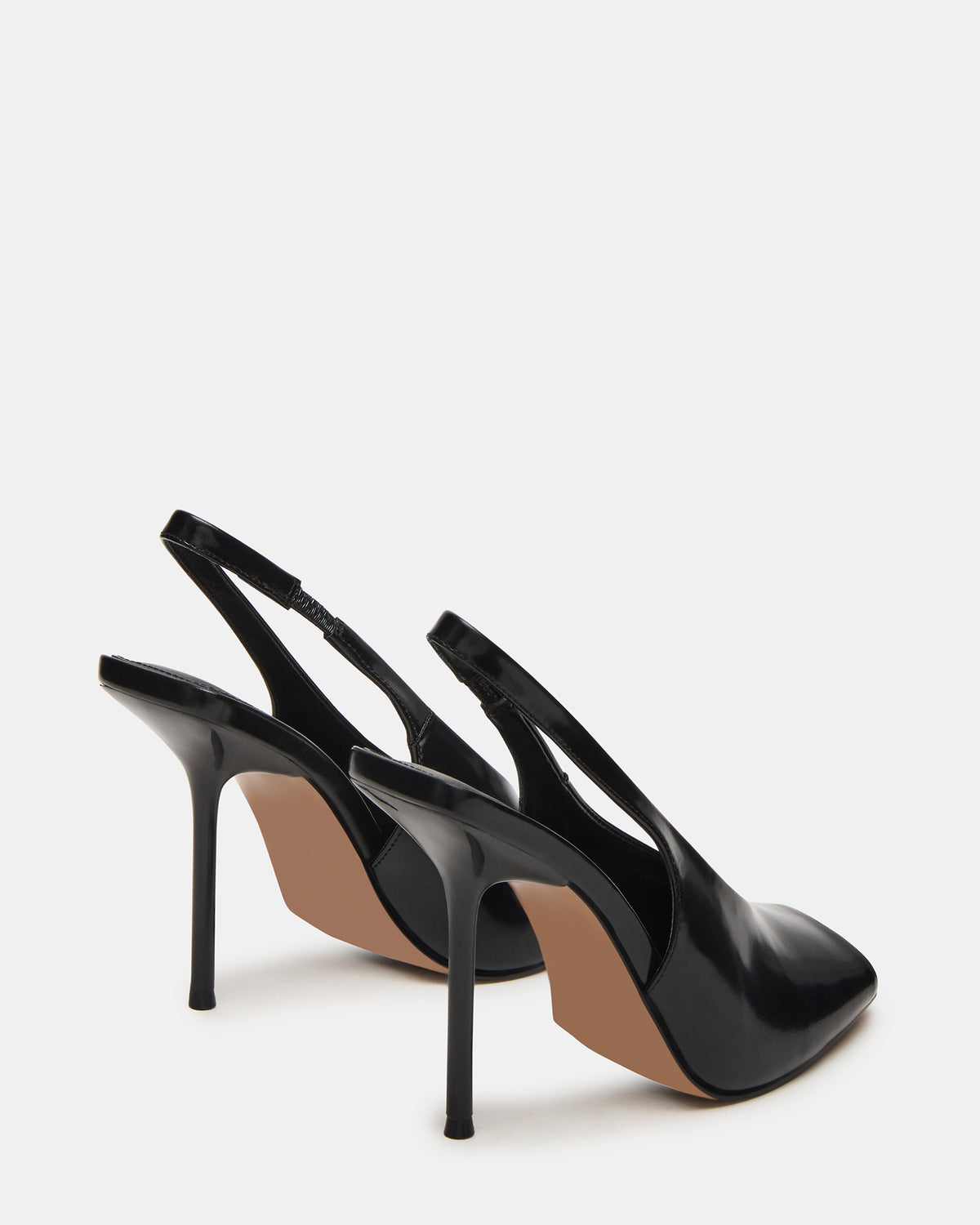 LUCIAN Black Leather Square-Toe Peep-Toe Slingback Women's Heel