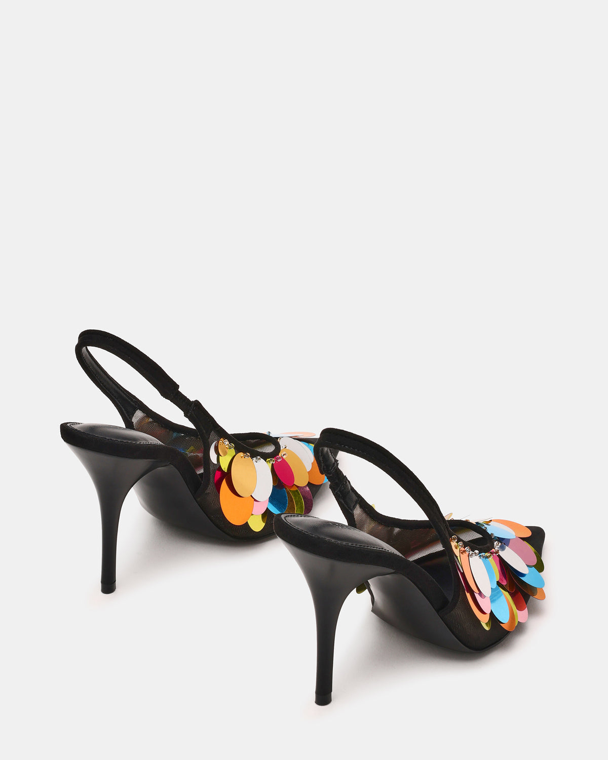 AVID Black Sequin Mesh Slingback Pointed Toe Pump Women's Heel