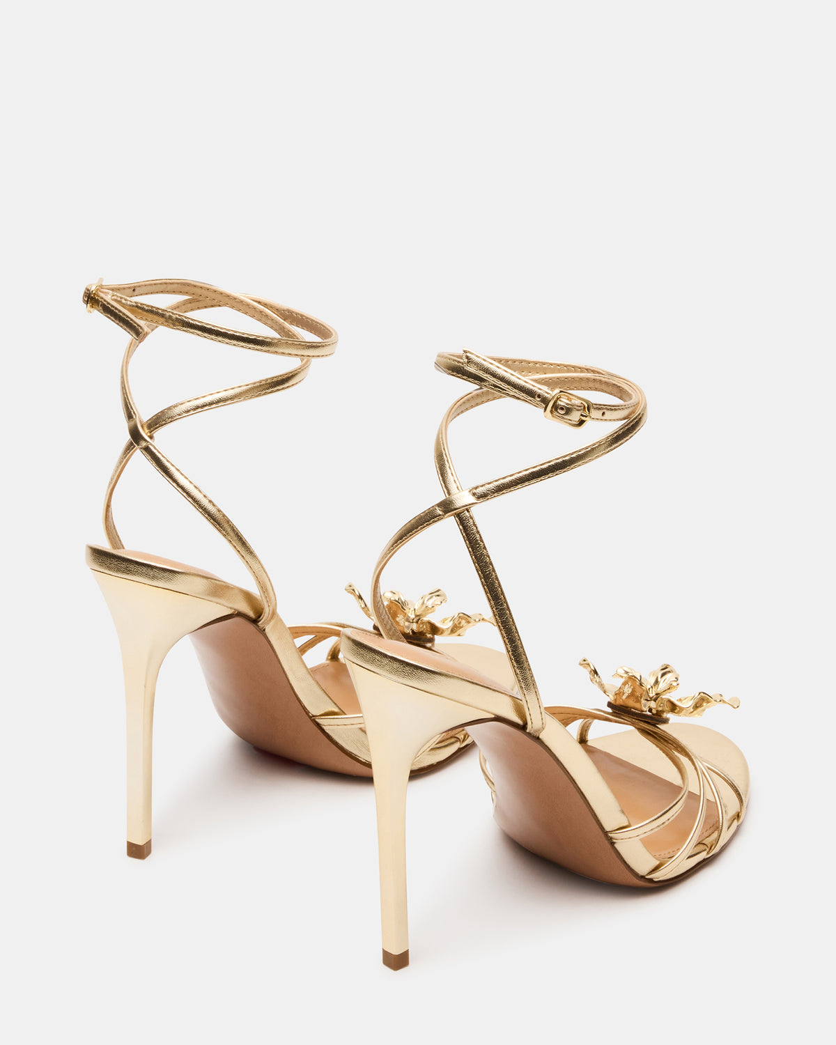 SWIRL Gold Strappy Stiletto Flower Women's Heel