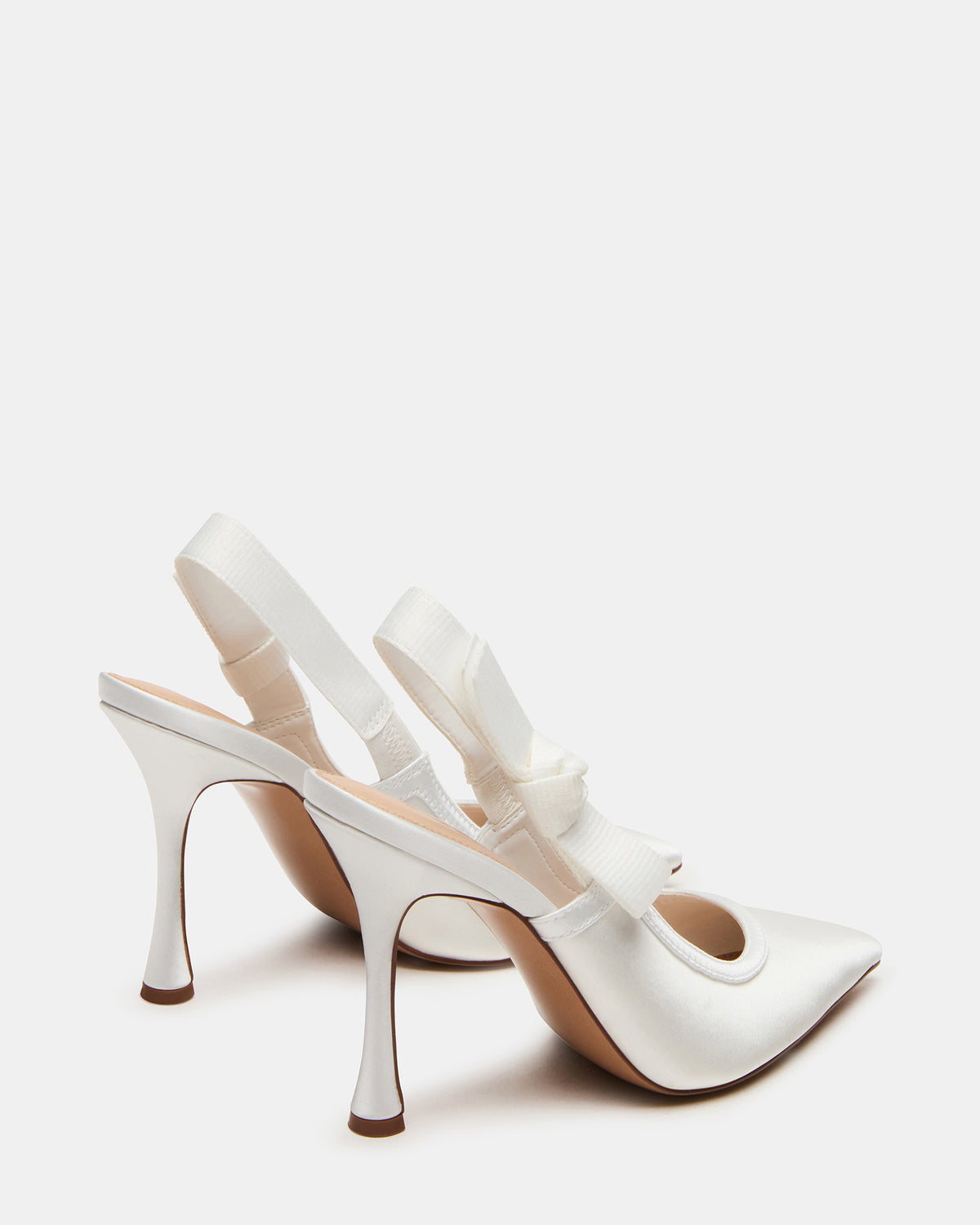 BRI White Satin Slingback Pump Women's Heel
