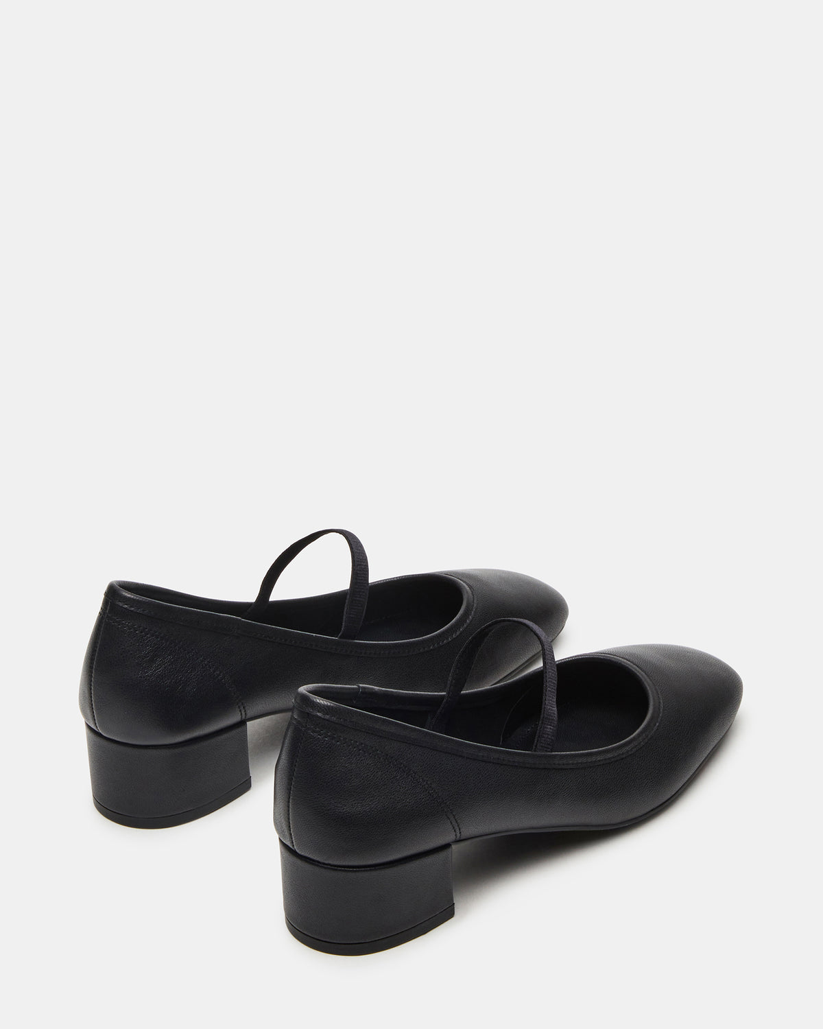 MURAL Black Leather Mary Jane Block Heel Square-Toe Women's Heel