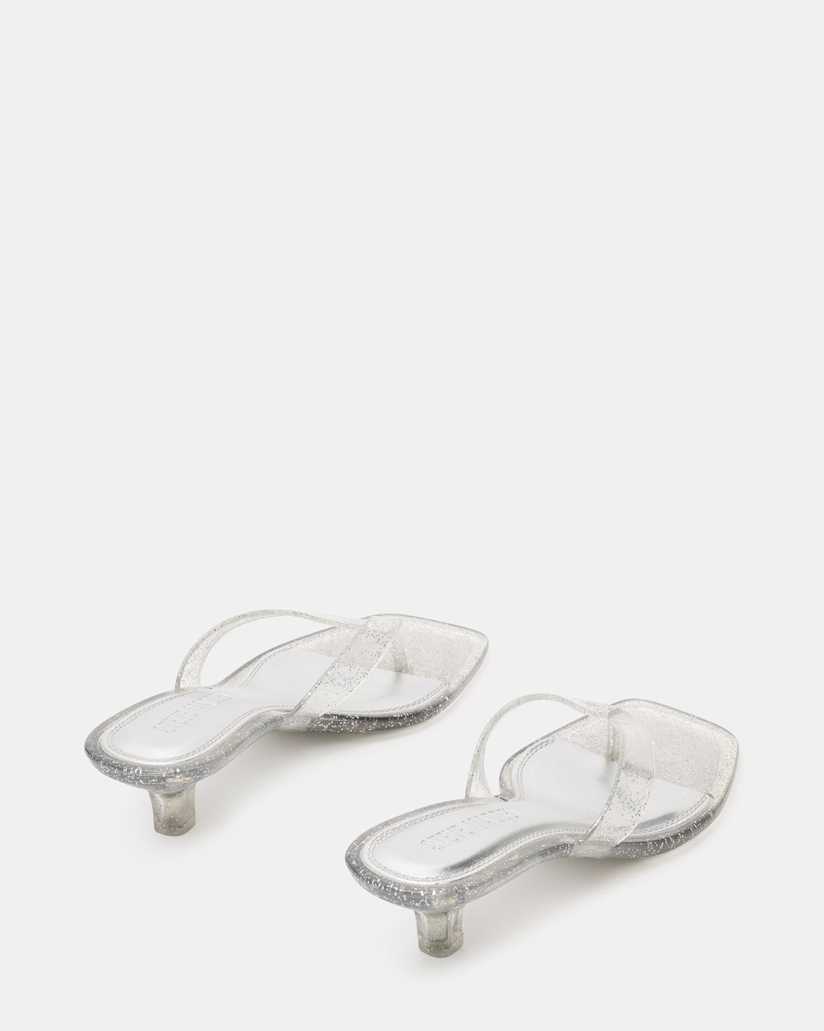 TRACIE Jelly Silver Glitter Thong Strap Women's Kitten Heel
