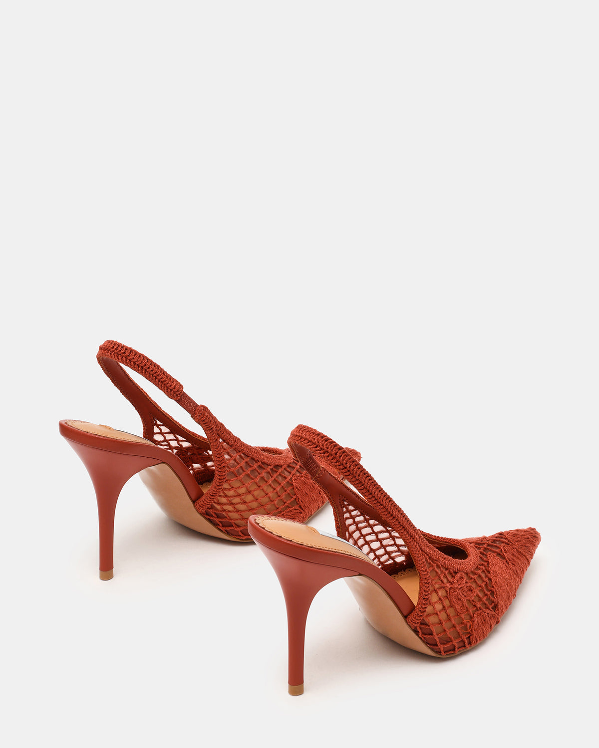 ANDROMEDA Crochet Terracotta Slingback Pointed-Toe Stiletto Pump Women's Heel