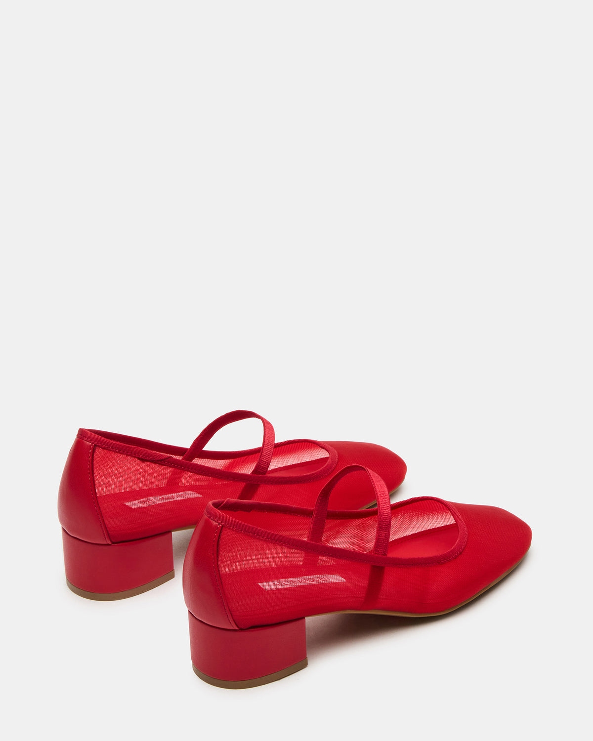 MURAL Red Mary Jane Block Heel Square-Toe Women's Heel