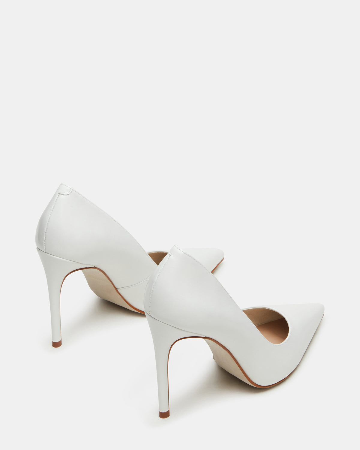 NOIR White Leather Pointed-Toe Stiletto Pump Women's Heels