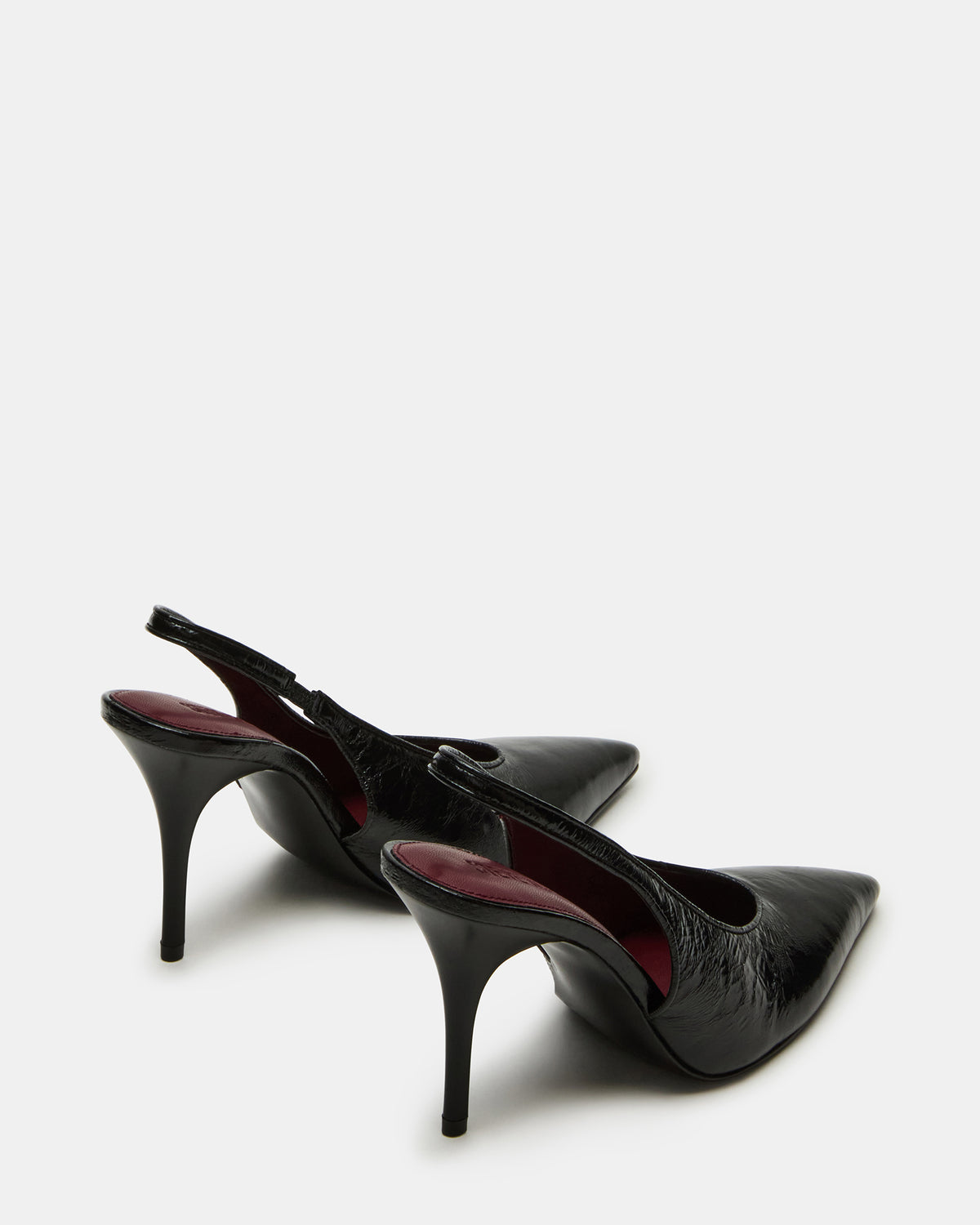 ANDROMEDA Black Leather Slingback Pointed-Toe Stiletto Pump Women's Heel