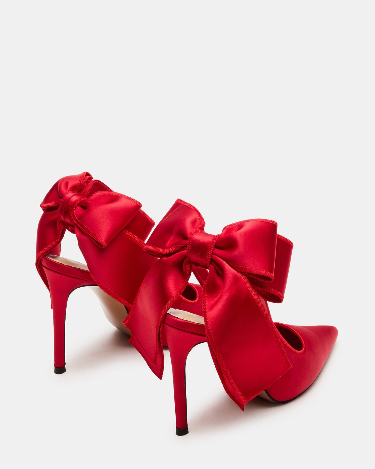 TEACUP Red Satin Women's Pointed-Toe Slingback Heel