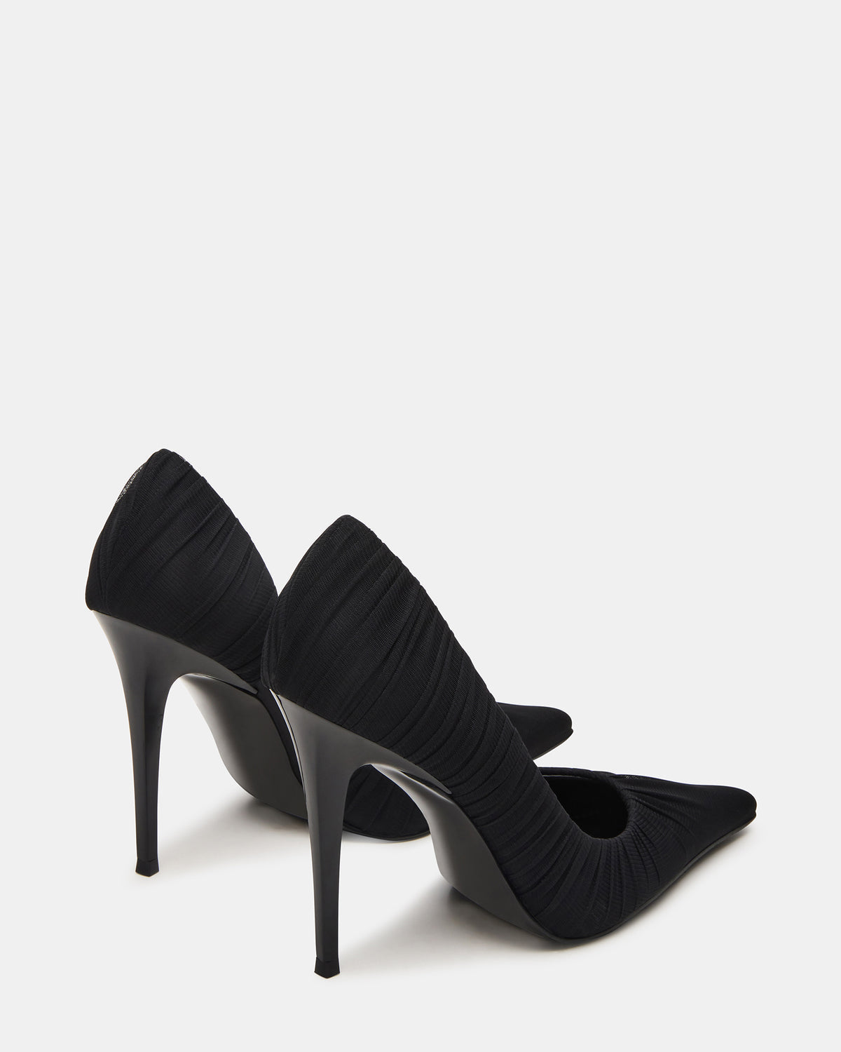 ELEGANT Black Ruched Pointed-Toe Stiletto Pump Women's Heel