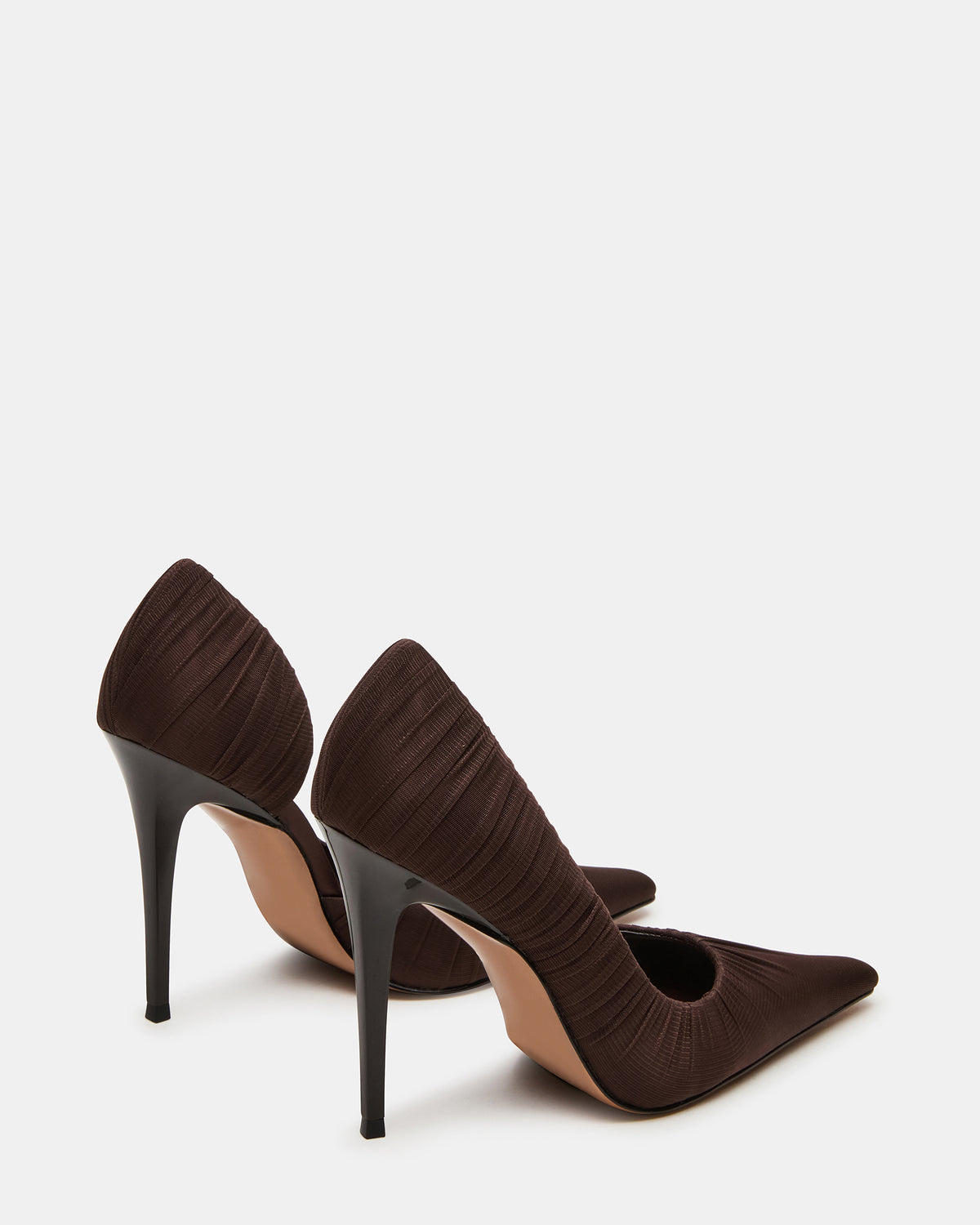 ELEGANT Brown Ruched Pointed-Toe Stiletto Pump Women's Heel