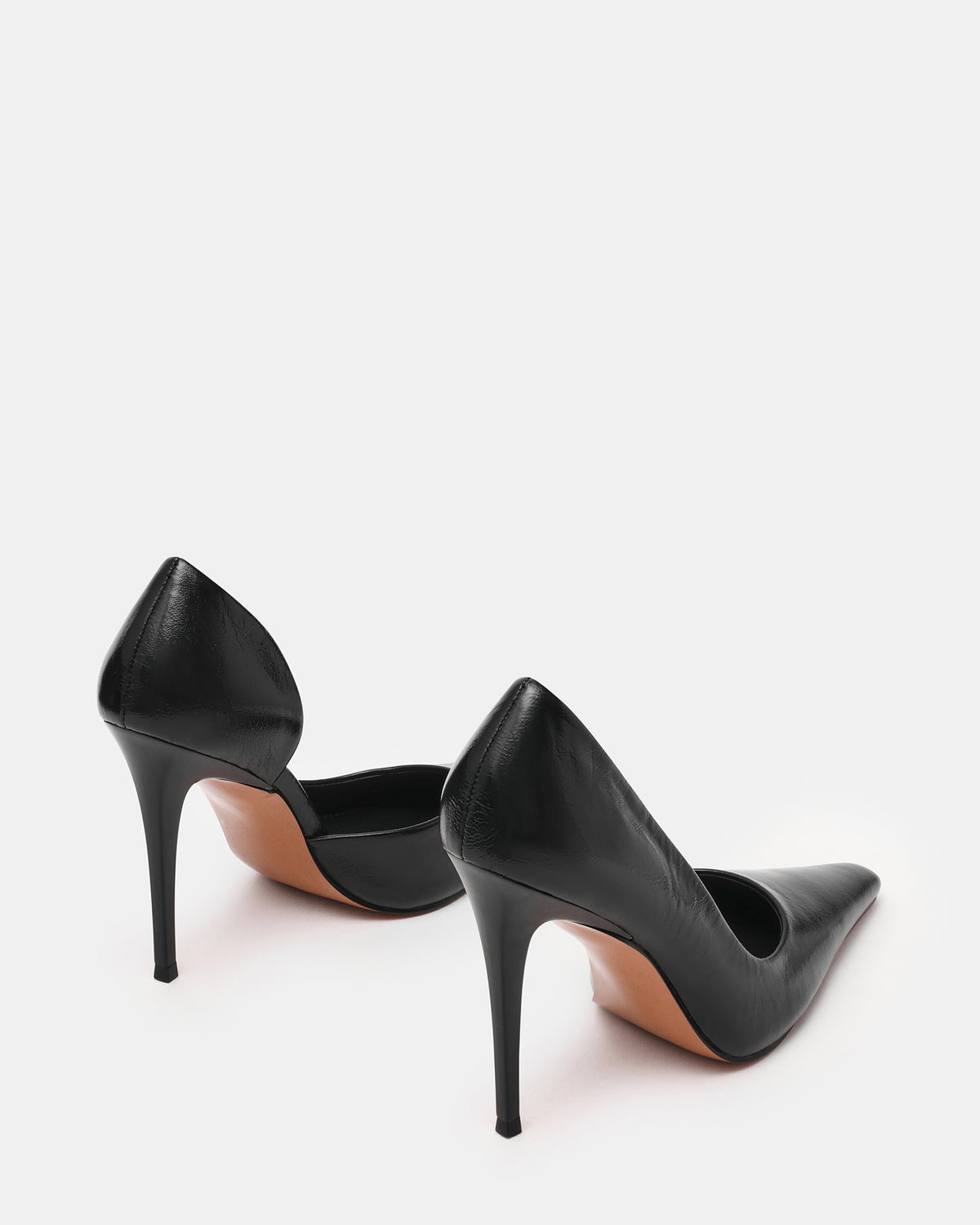 ELEGANT Black Leather Pointed-Toe Stiletto Pump Women's Heel