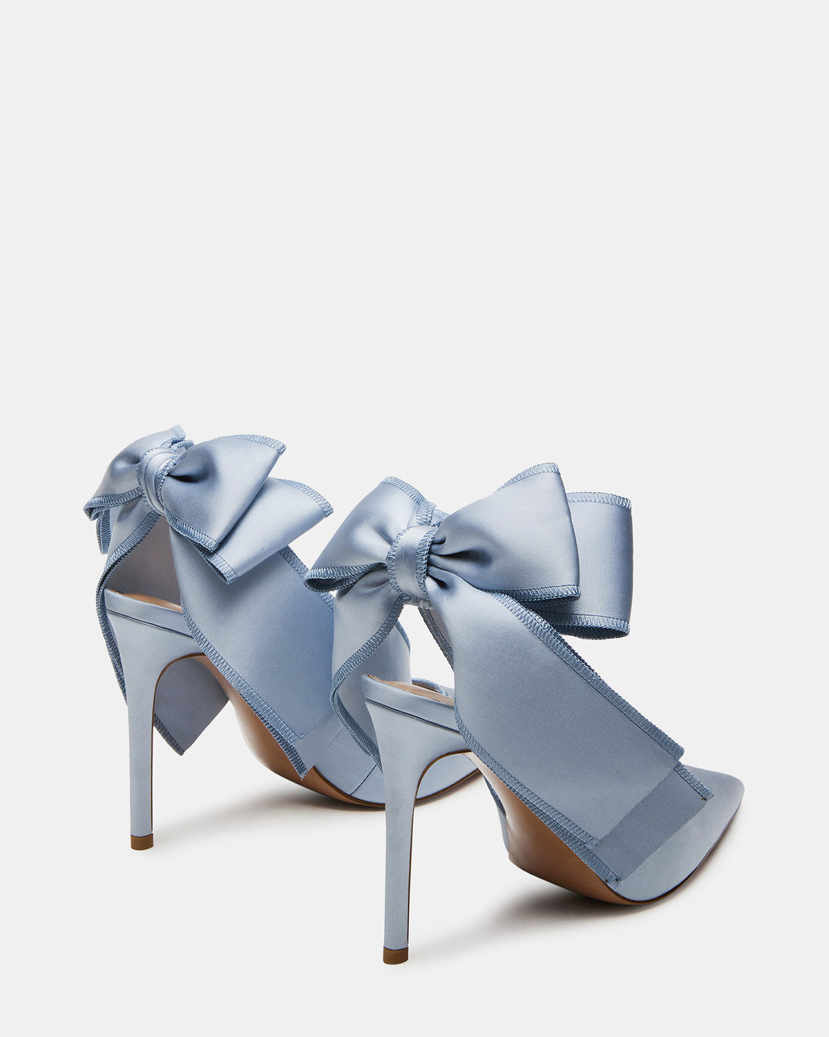 TEACUP Blue Satin Women's Pointed-Toe Slingback Heel