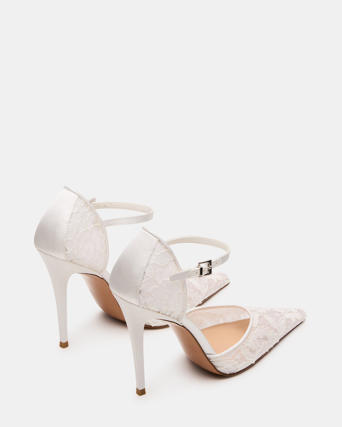 AVANT White Lace Pointed-Toe Stiletto Pump Women's Heel