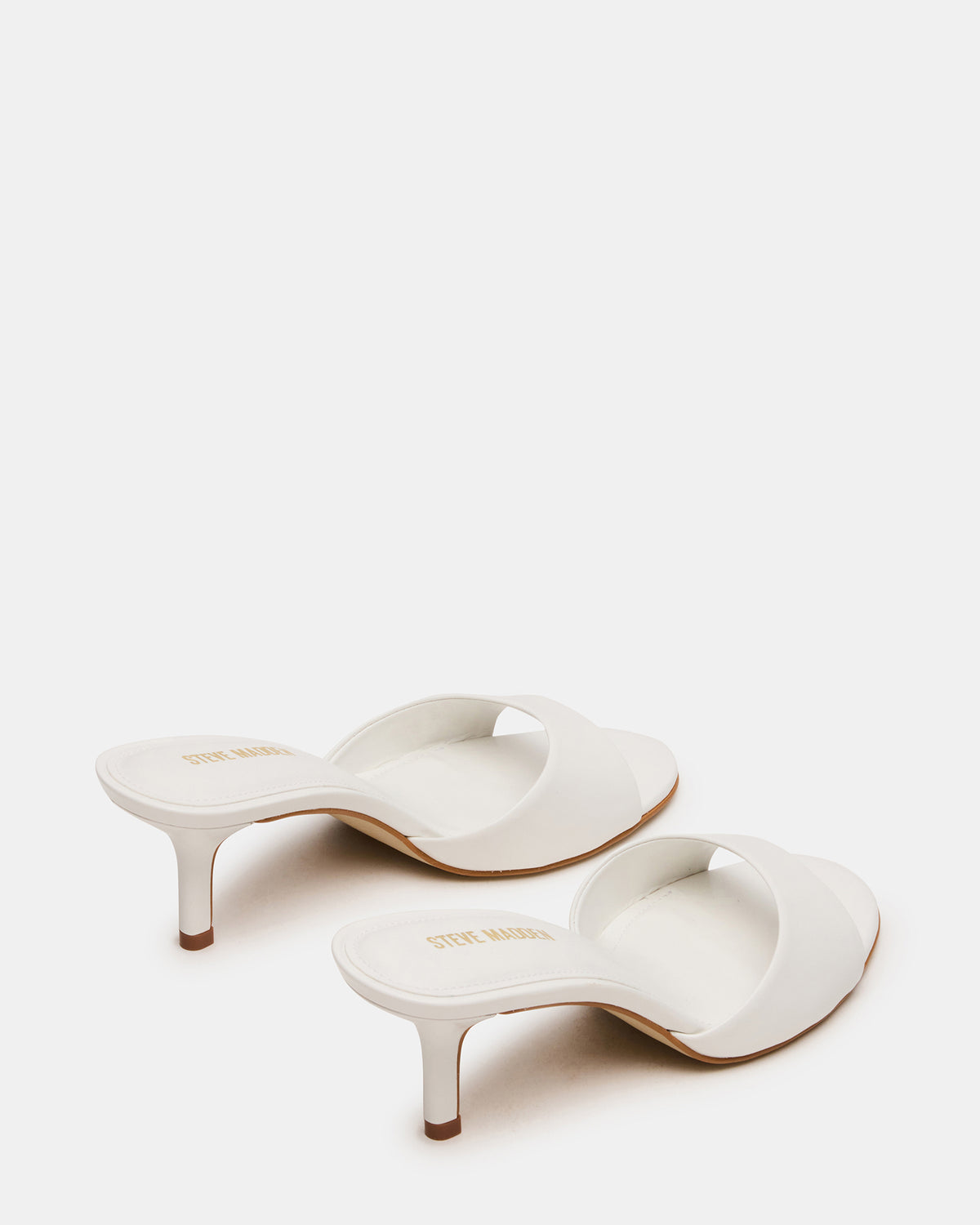 KENDRIX White Leather Mule Stiletto Women's Heel