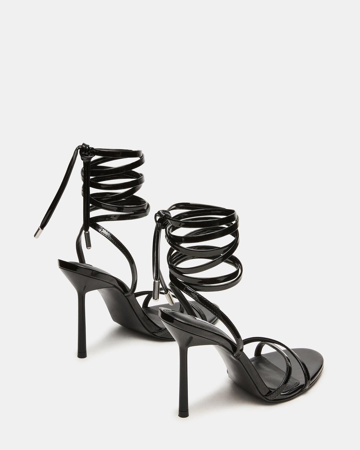 NERI Black Patent Strappy Stiletto Round-Toe Women's Heel