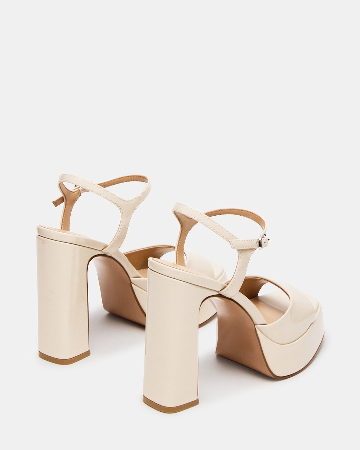 LINADRA Bone Patent Platform Square-Toe Strappy Women's Heel