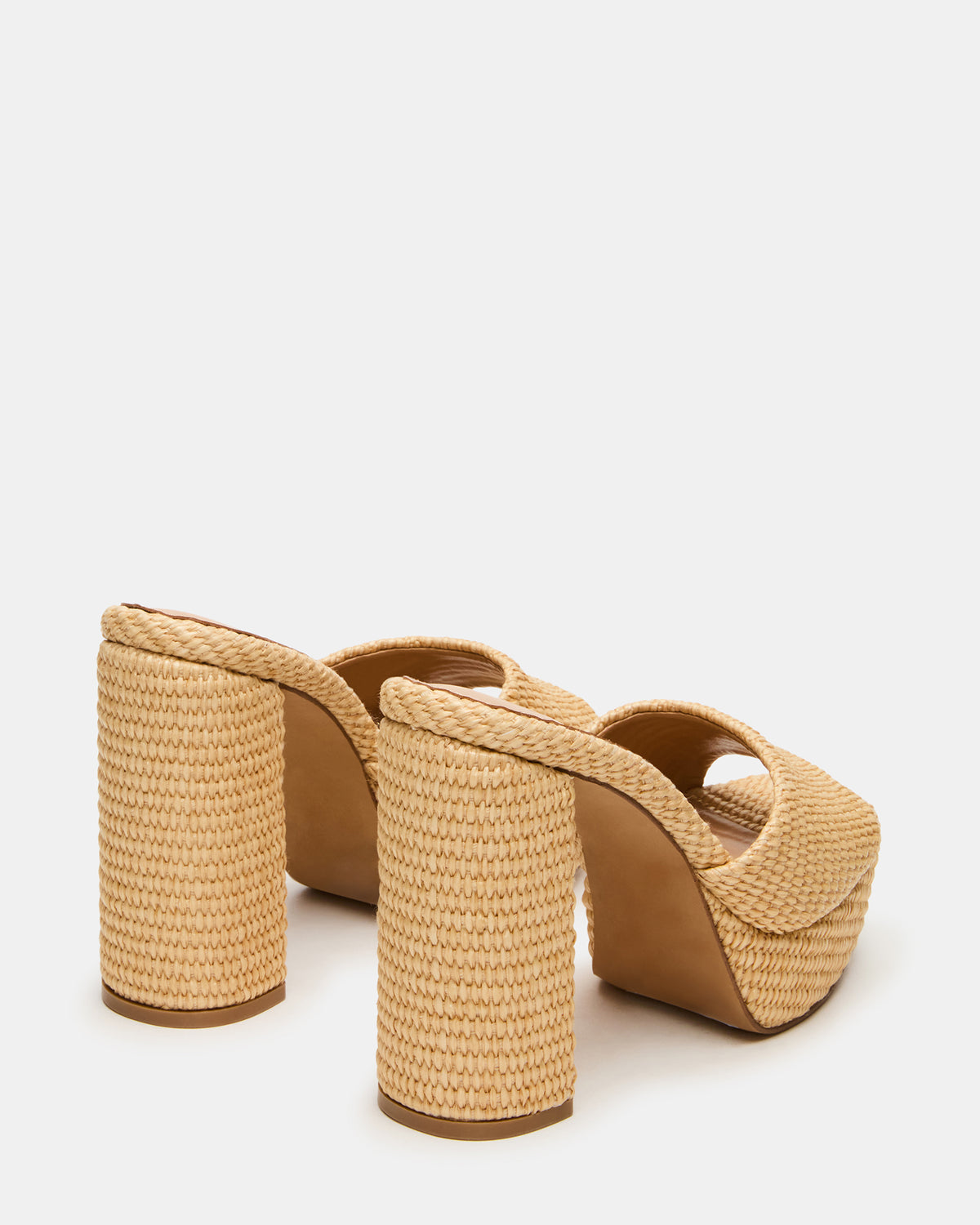 JOEL Natural Raffia Square-Toe Platform Raffia Mule Women's Heel
