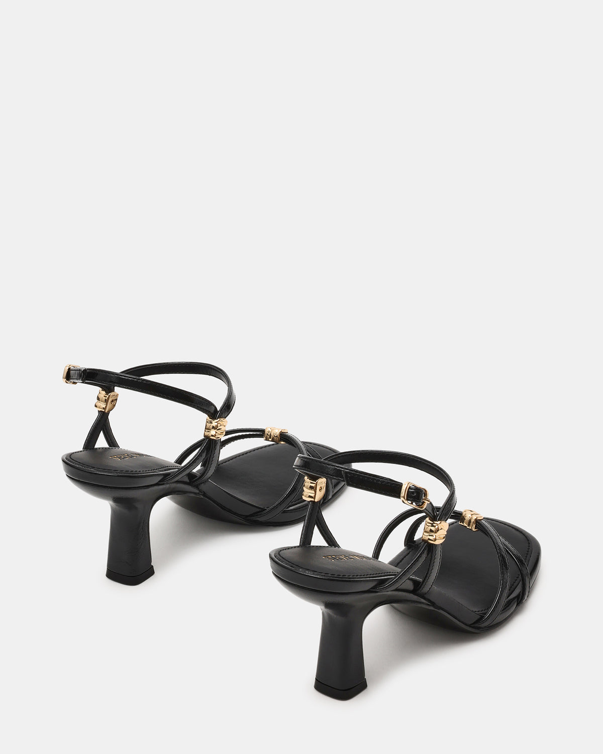 POSY Black Gold-Detail Strappy Square-Toe Women's Heel
