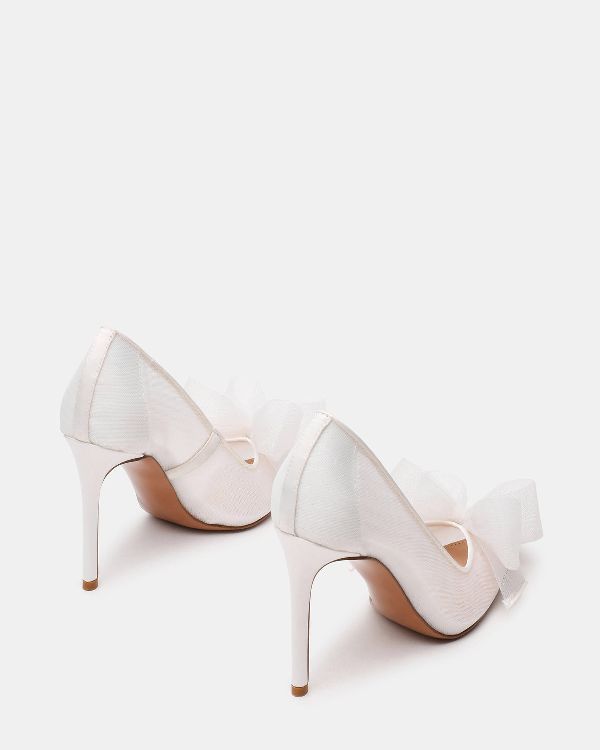 TAFFY White Bow Pointed-Toe Stiletto Pump Women's Heel