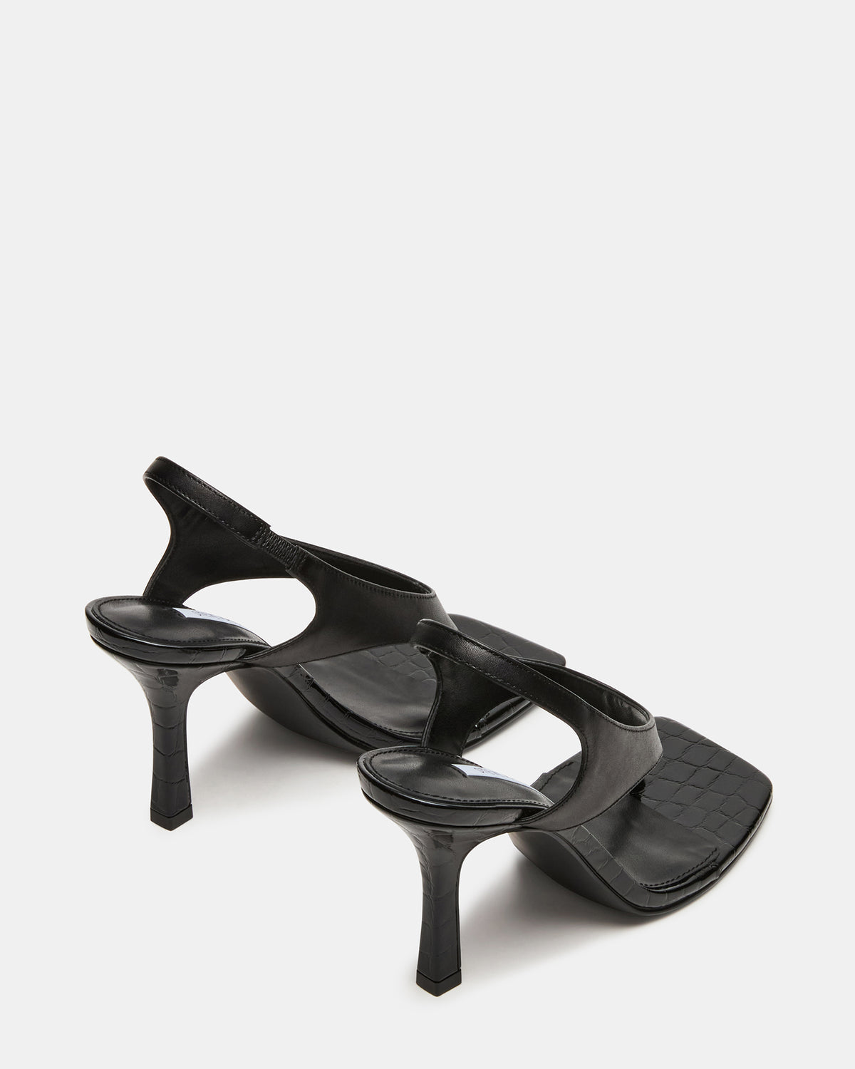 IMPROV Black Leather Square-Toe Thong Slingback Women's Heel