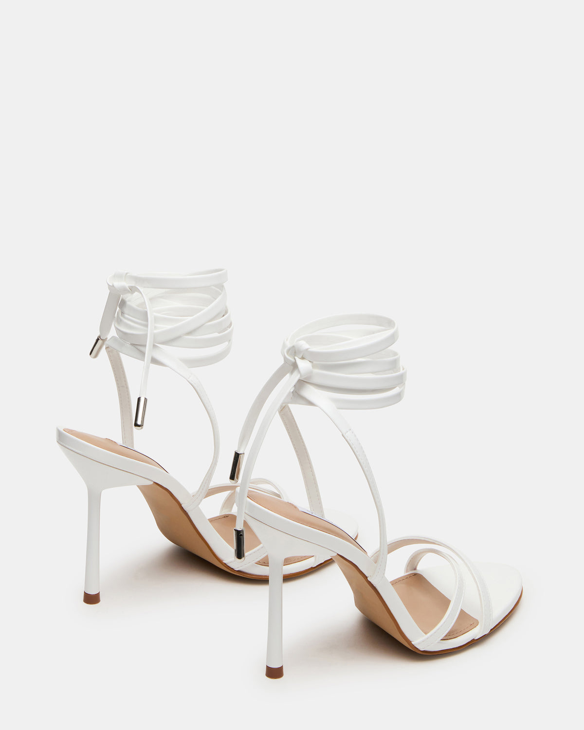 NERI White Patent Strappy Stiletto Round-Toe Women's Heel