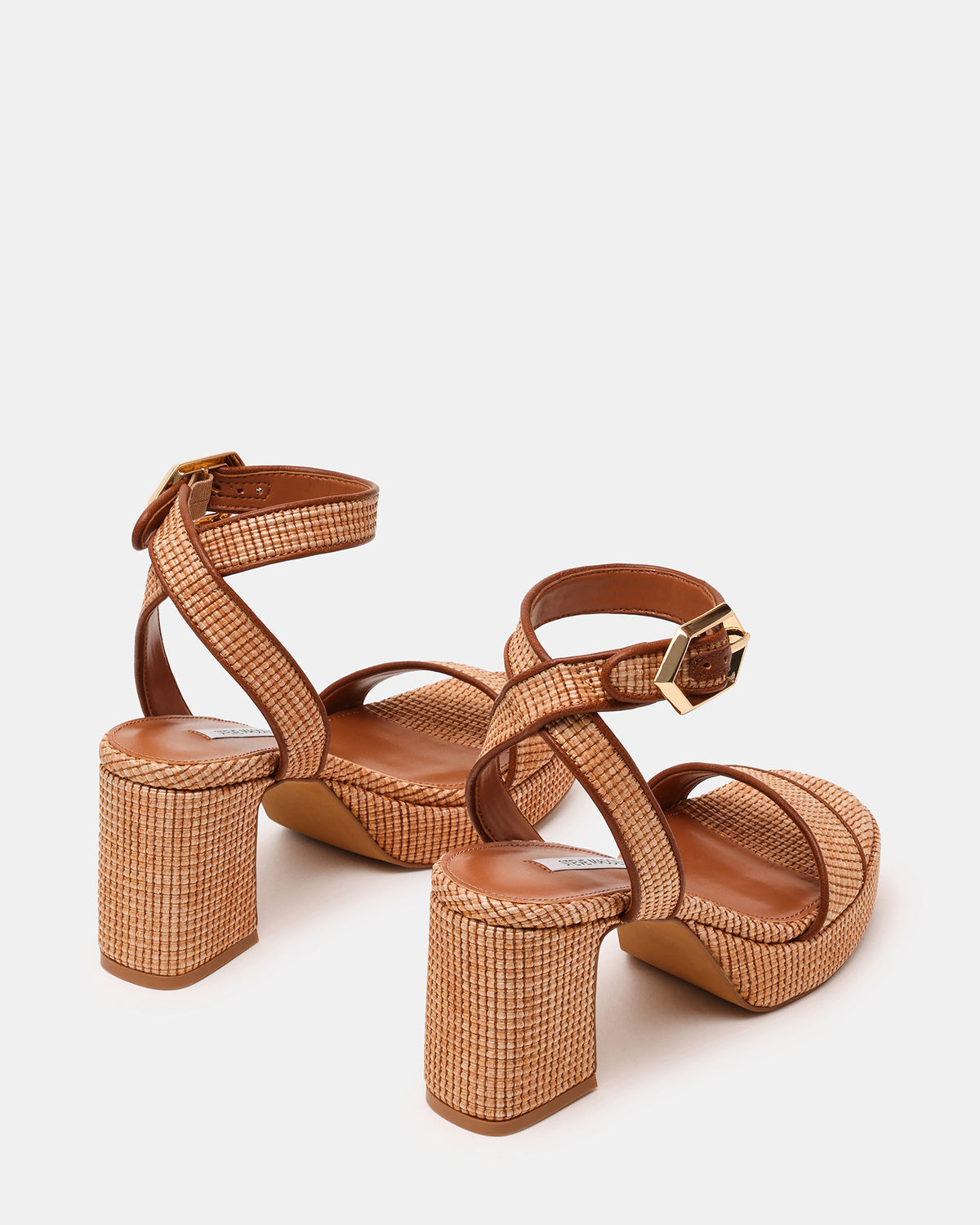 ELIDA Raffia Ankle Strap Platform Women's Block Heel