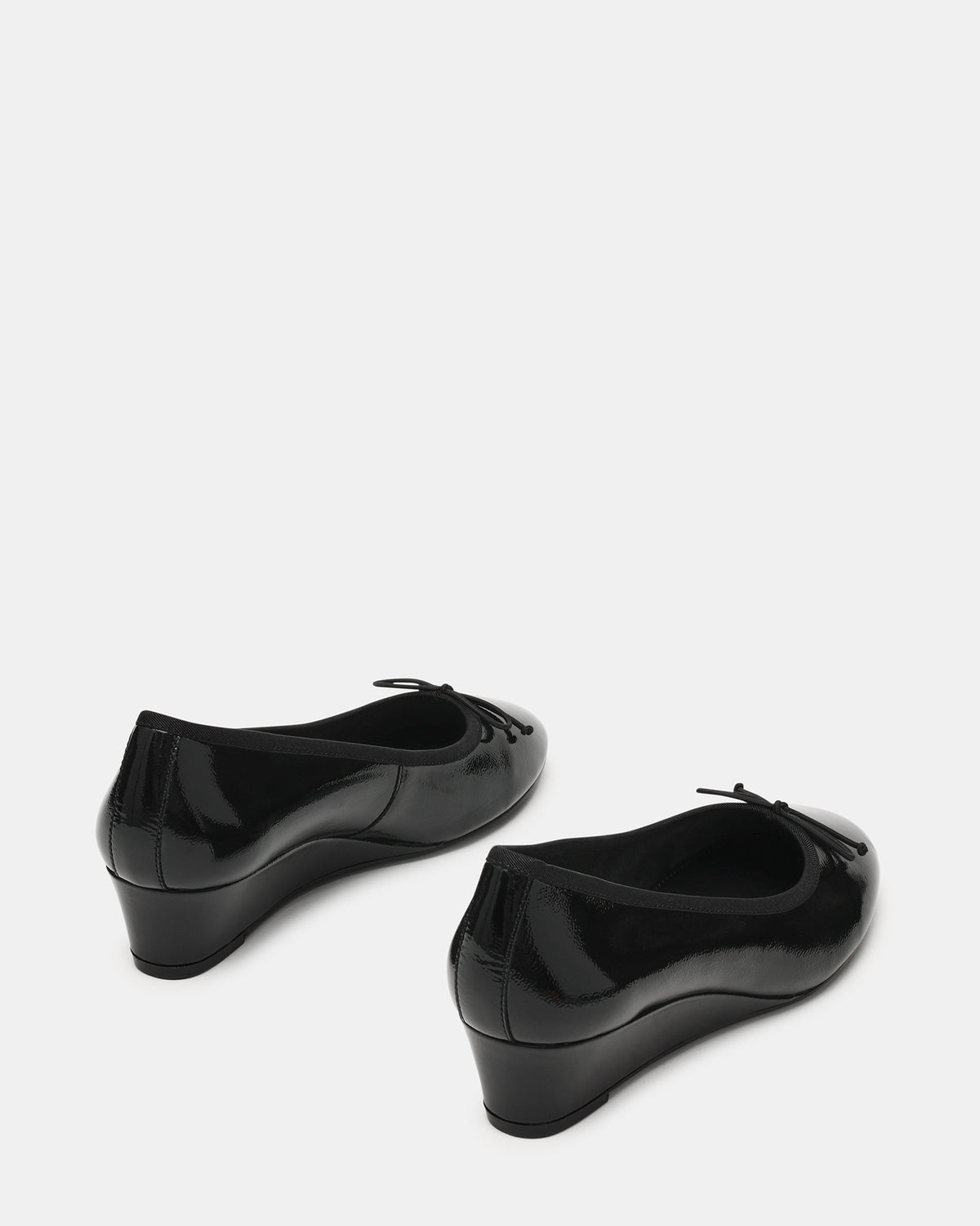 KLUTZY Black Patent Ballet Wedge Bow Round-Toe Women's Heel