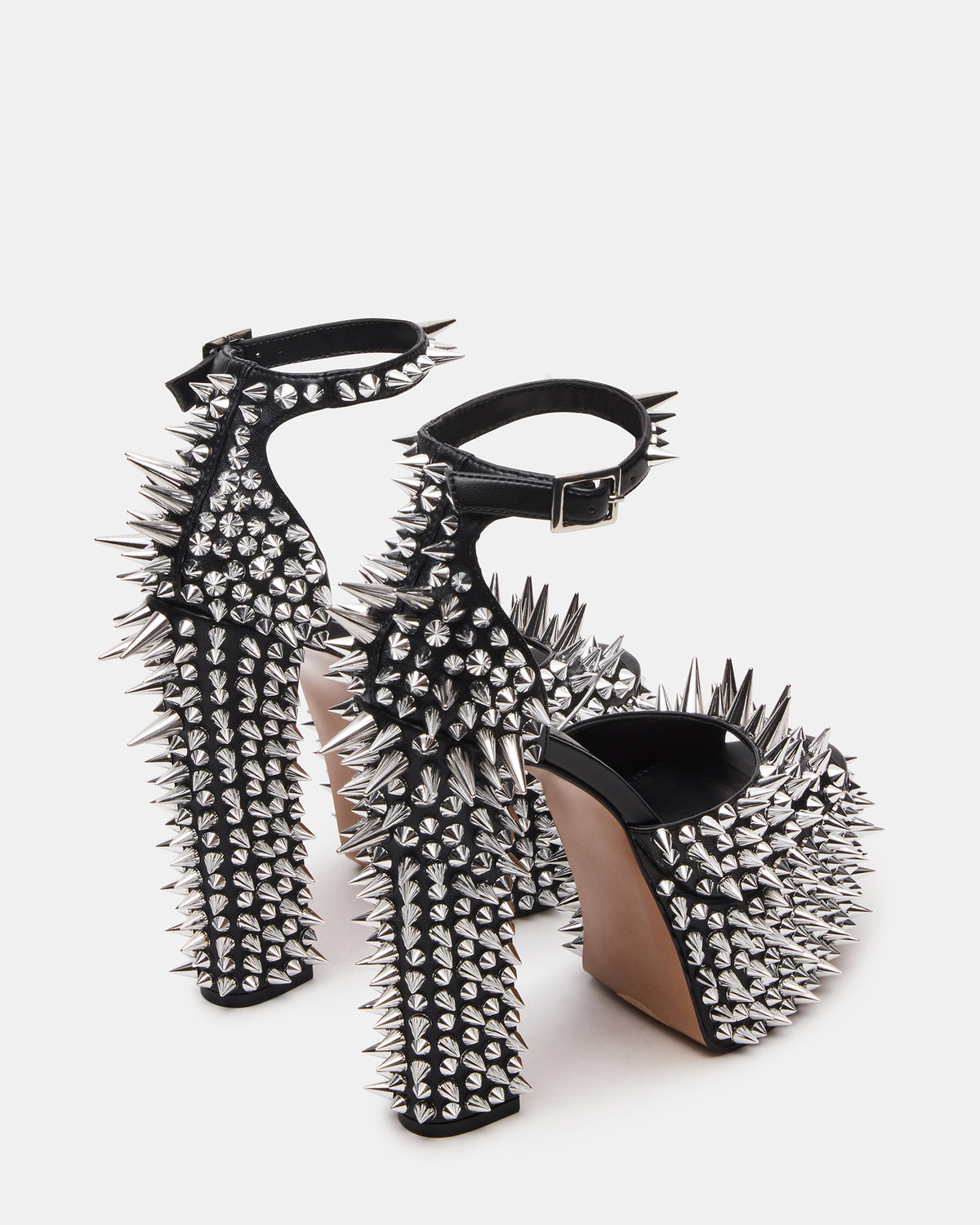PUNK Black Platform Moto Block Heel Women's Heel