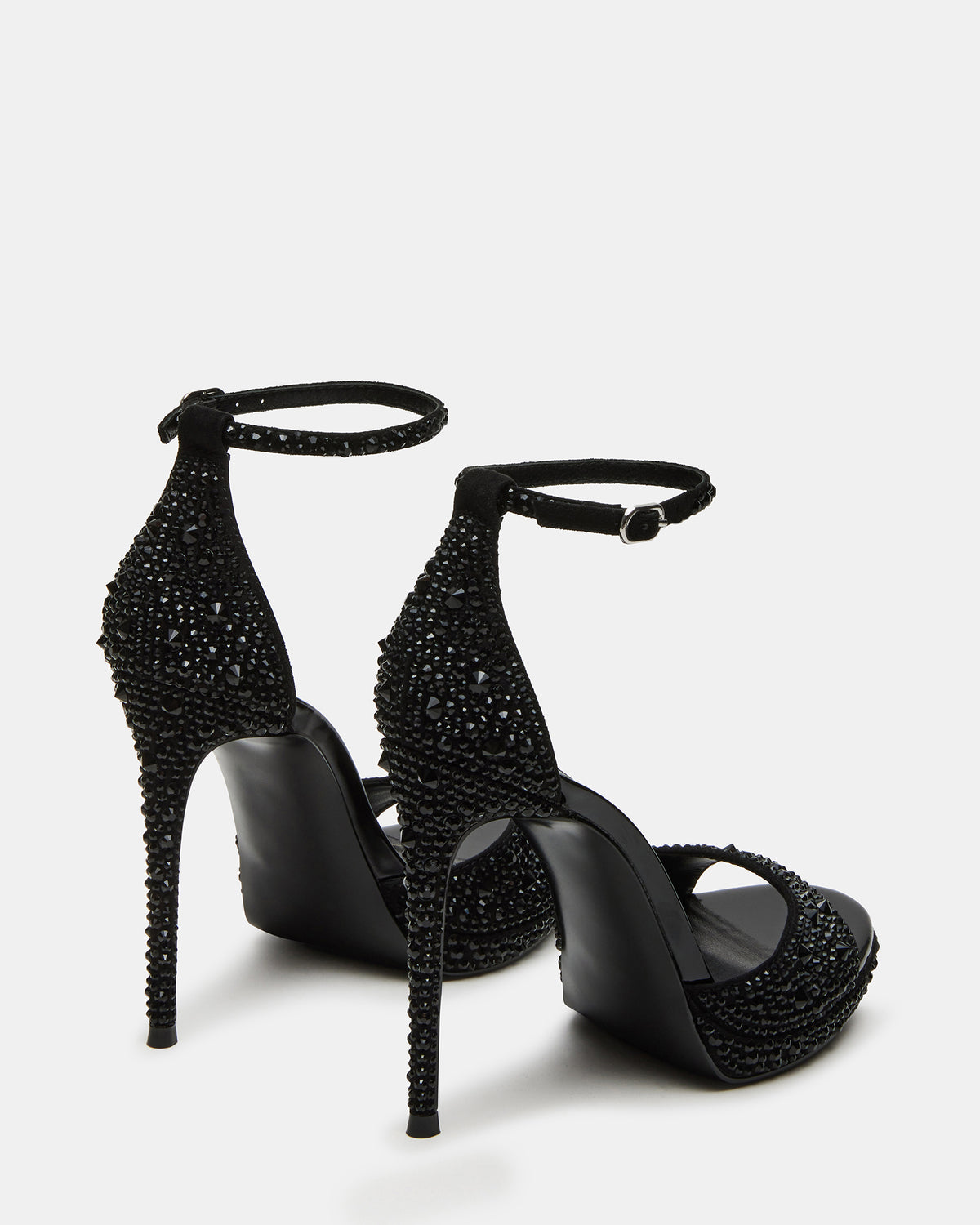 WILEY Black Rhinestone Women's Open Toe Stiletto Heel