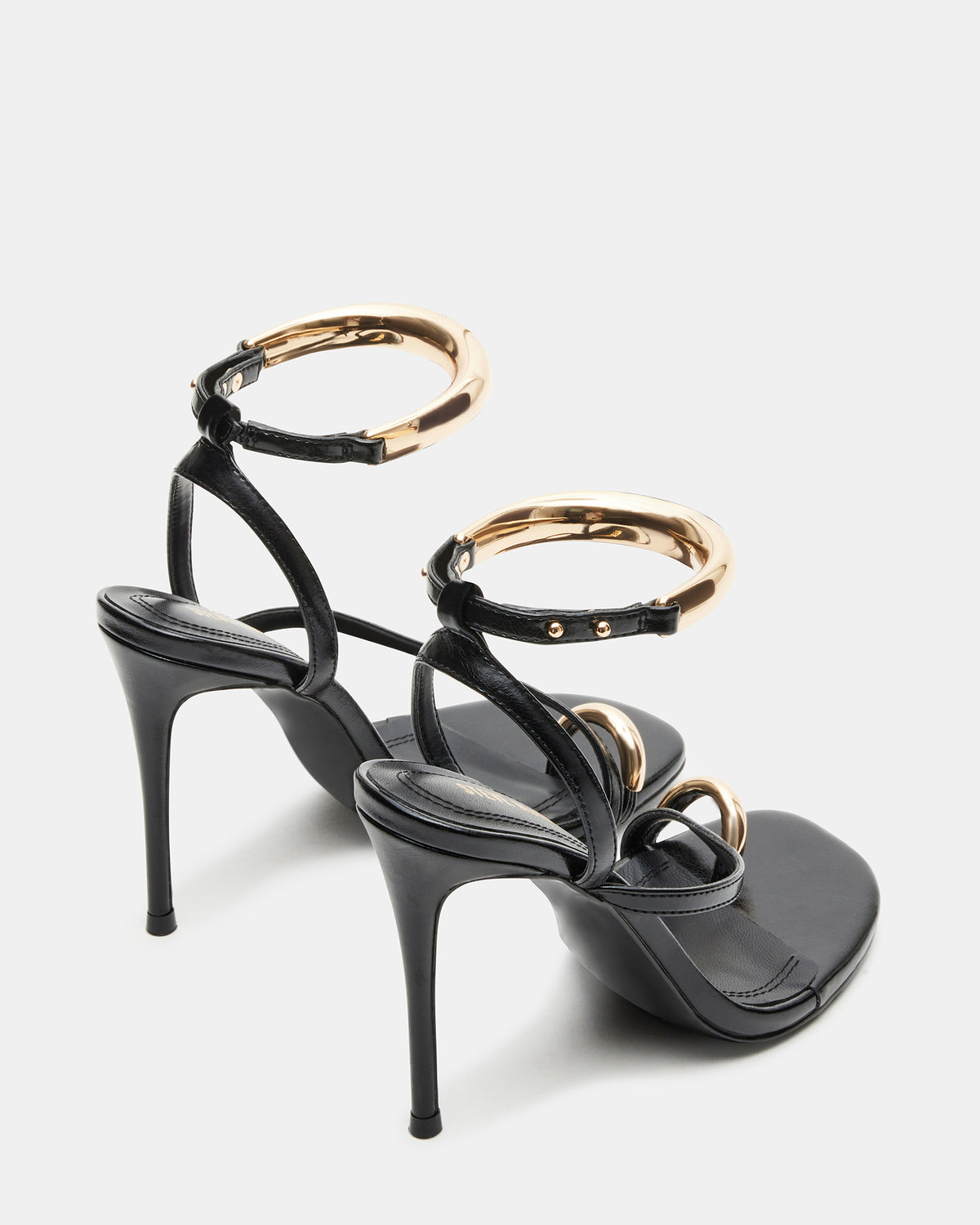 TIA Black Strappy Open-Toe Stiletto Women's Heel