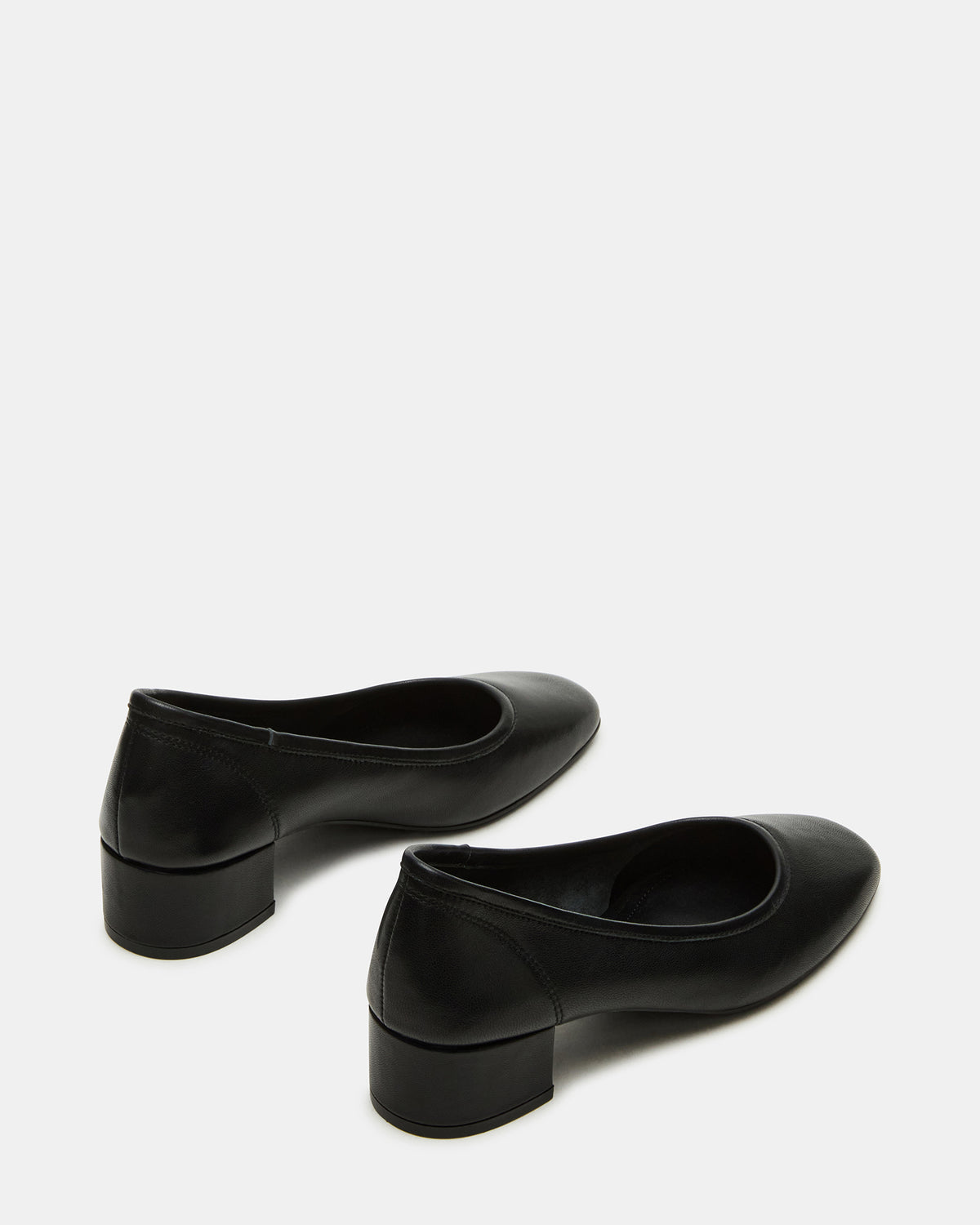 MOLLIE Black Leather Ballet Block Heels