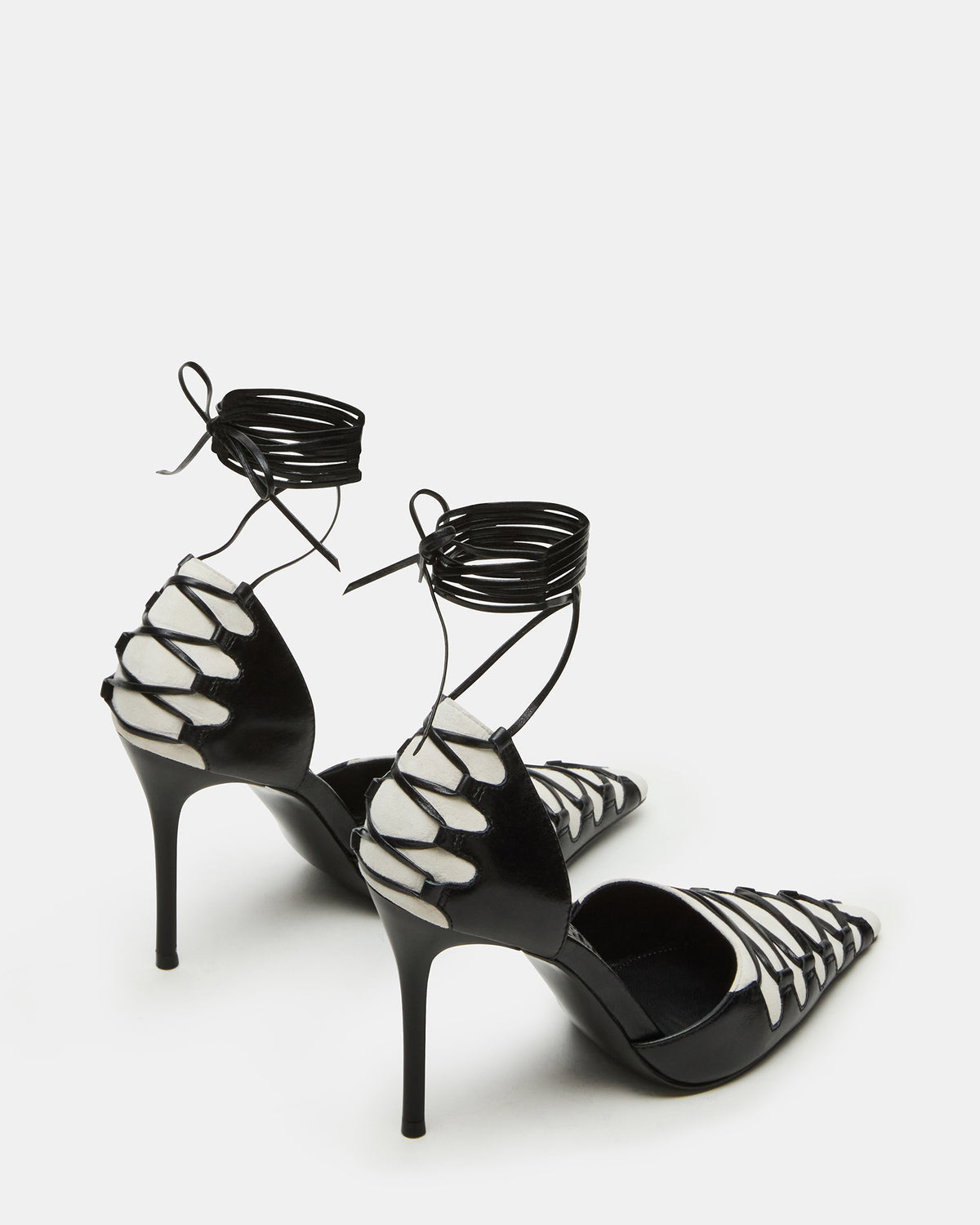 DANGER Black Multi Pointed-Toe Lace-Up Stiletto Pump Women's Heel