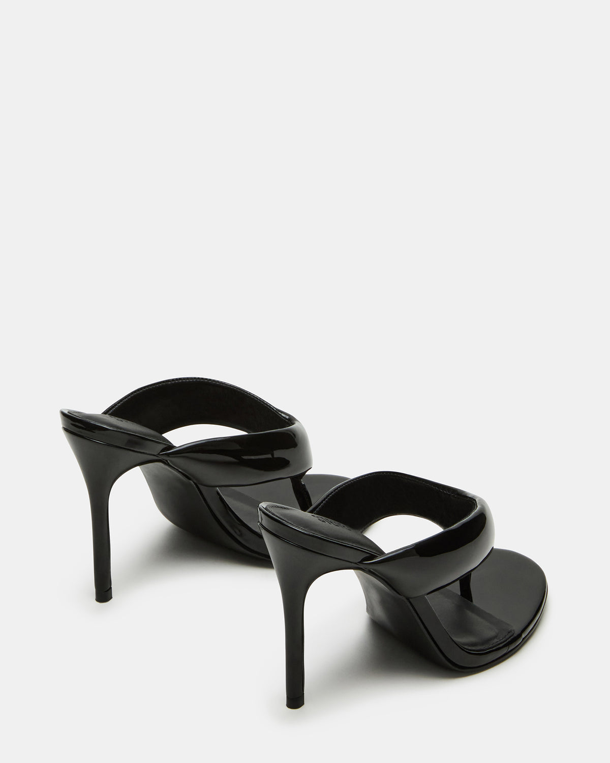 SABINE Black Patent Thong Mule Women's Heel