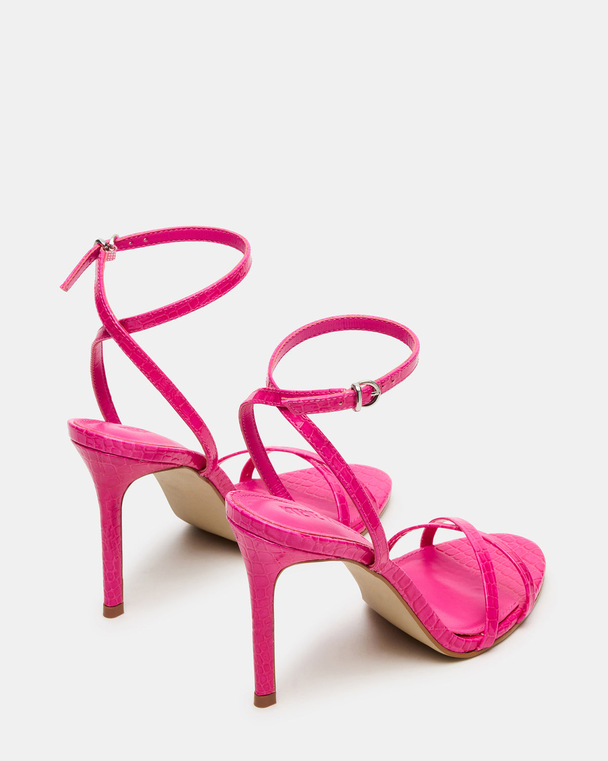 JYPSEY Pink Crocodile Strappy Stiletto Women's Heel