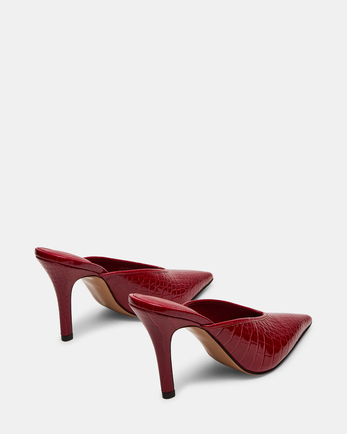 LITA Red Crocodile Pointed-Toe Mule Pump Women's Heel