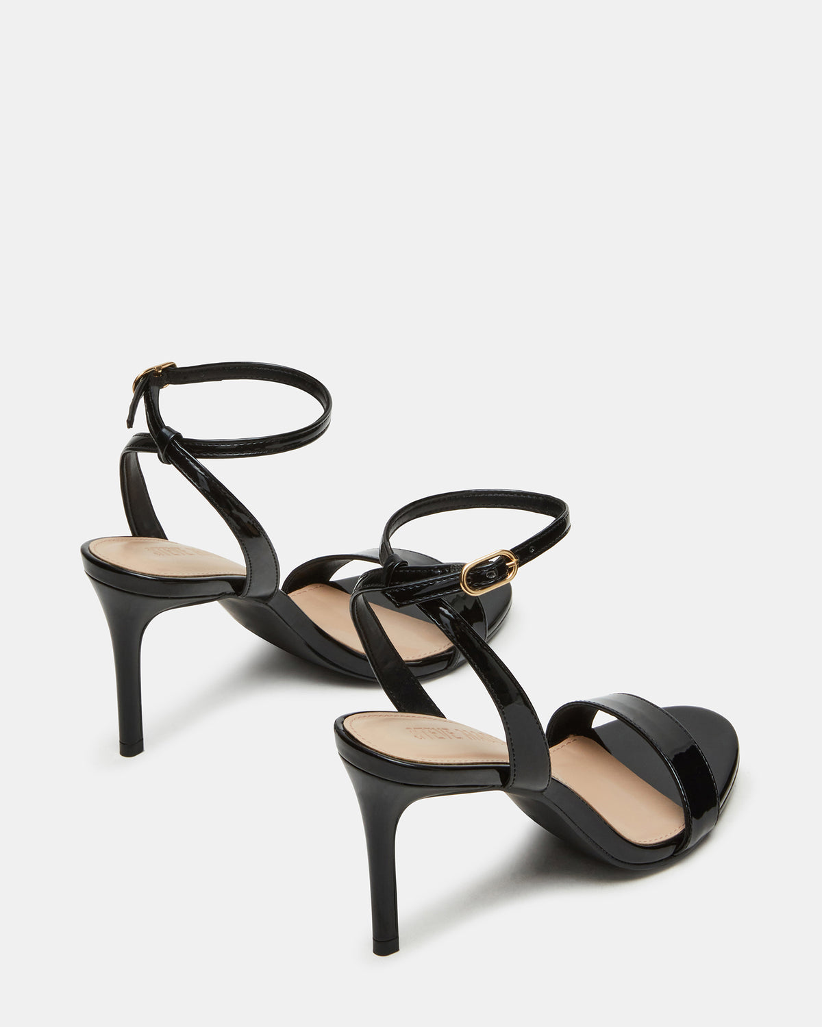 SUZIE Black Patent Women's Open Toe Stiletto Strappy Heel