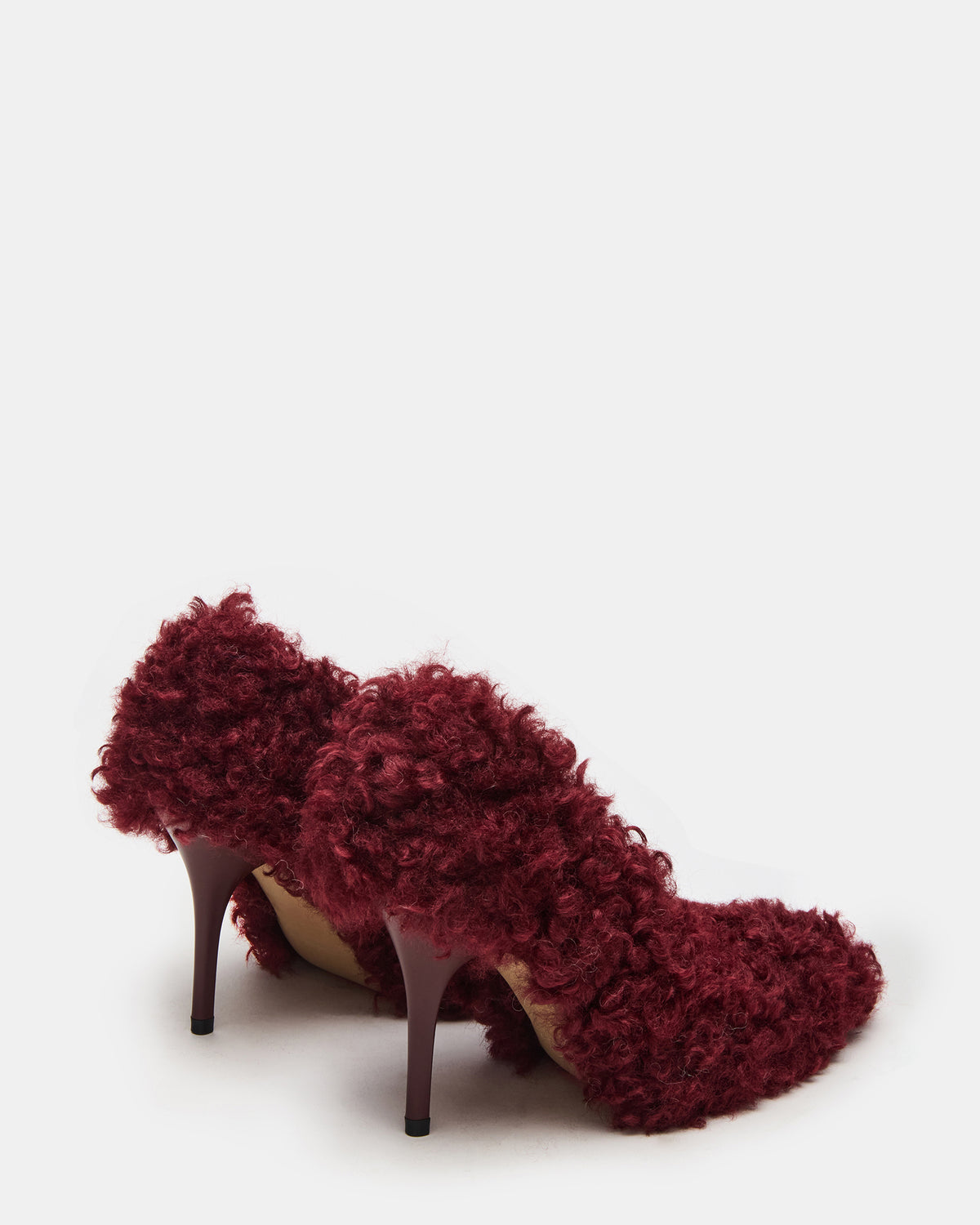 ACHILLES Red Pointed-Toe Faux Fur Stiletto Women's Heel