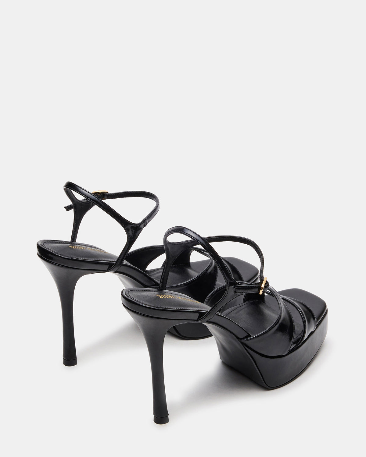 SCARLET Black Square-Toe Strappy Platform Women's Heel