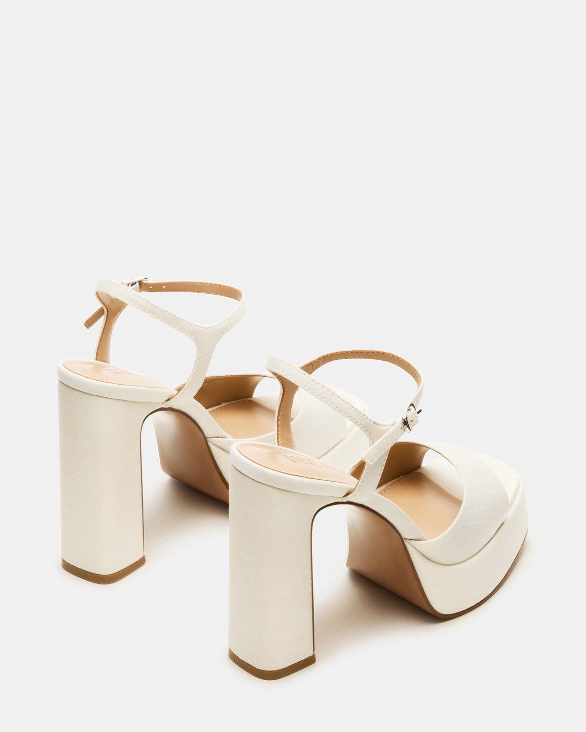 LINADRA Ivory Satin Women's Platform Square-Toe Strappy Heel