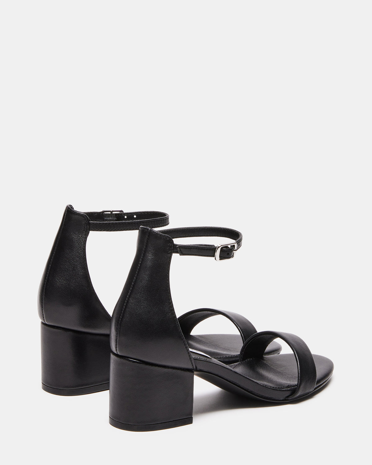 IRENEE Black Leather Women's 2 Inch Block Heel