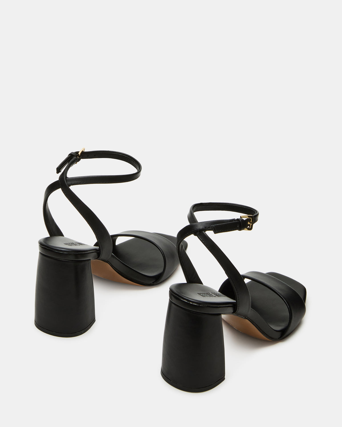 MESSA Black Leather Women's Square-Toe Block Heel