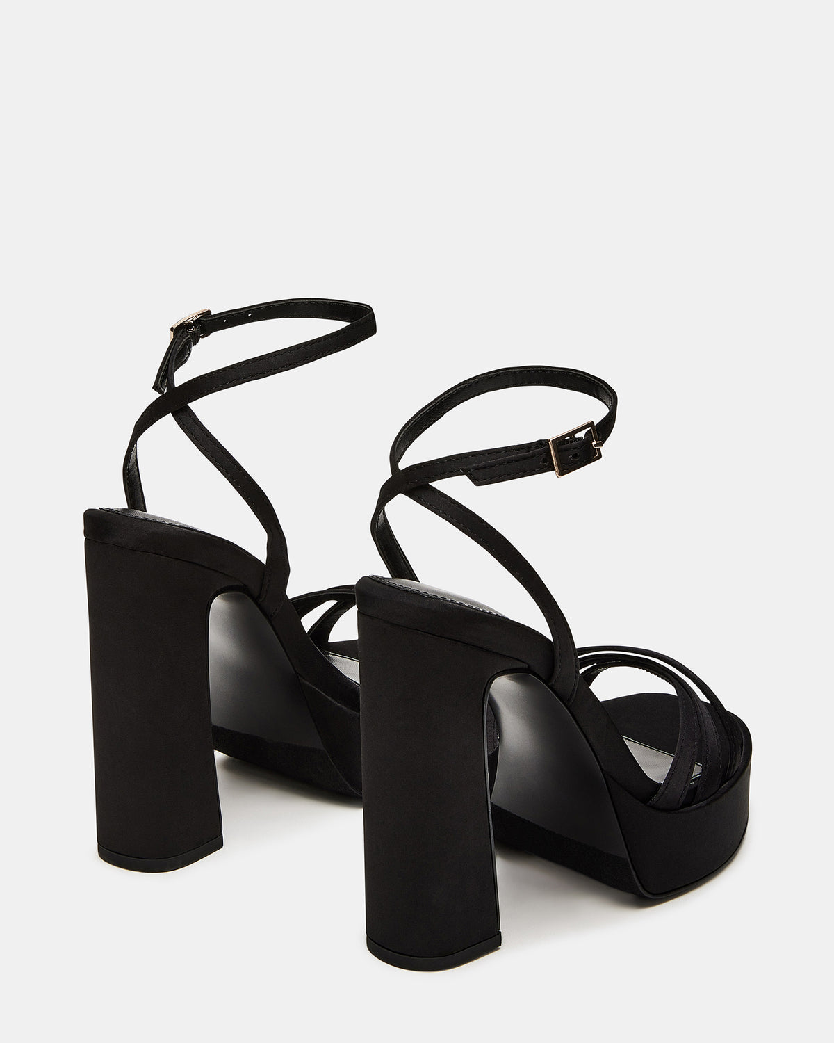 FLEET Black Strappy Platform Block Heel | Women's Heels
