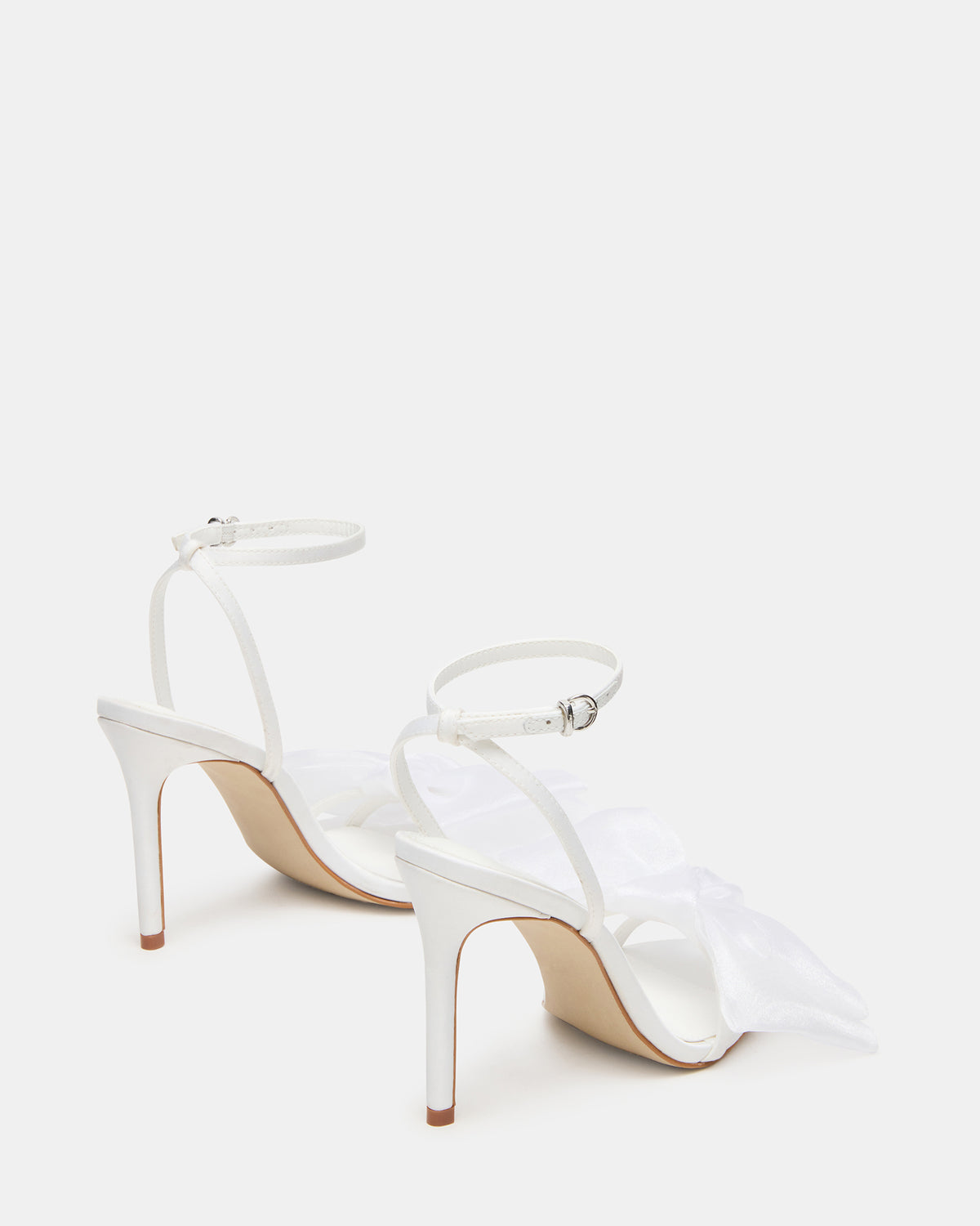 RADIANCE White Strappy Stiletto Bow Women's Heels