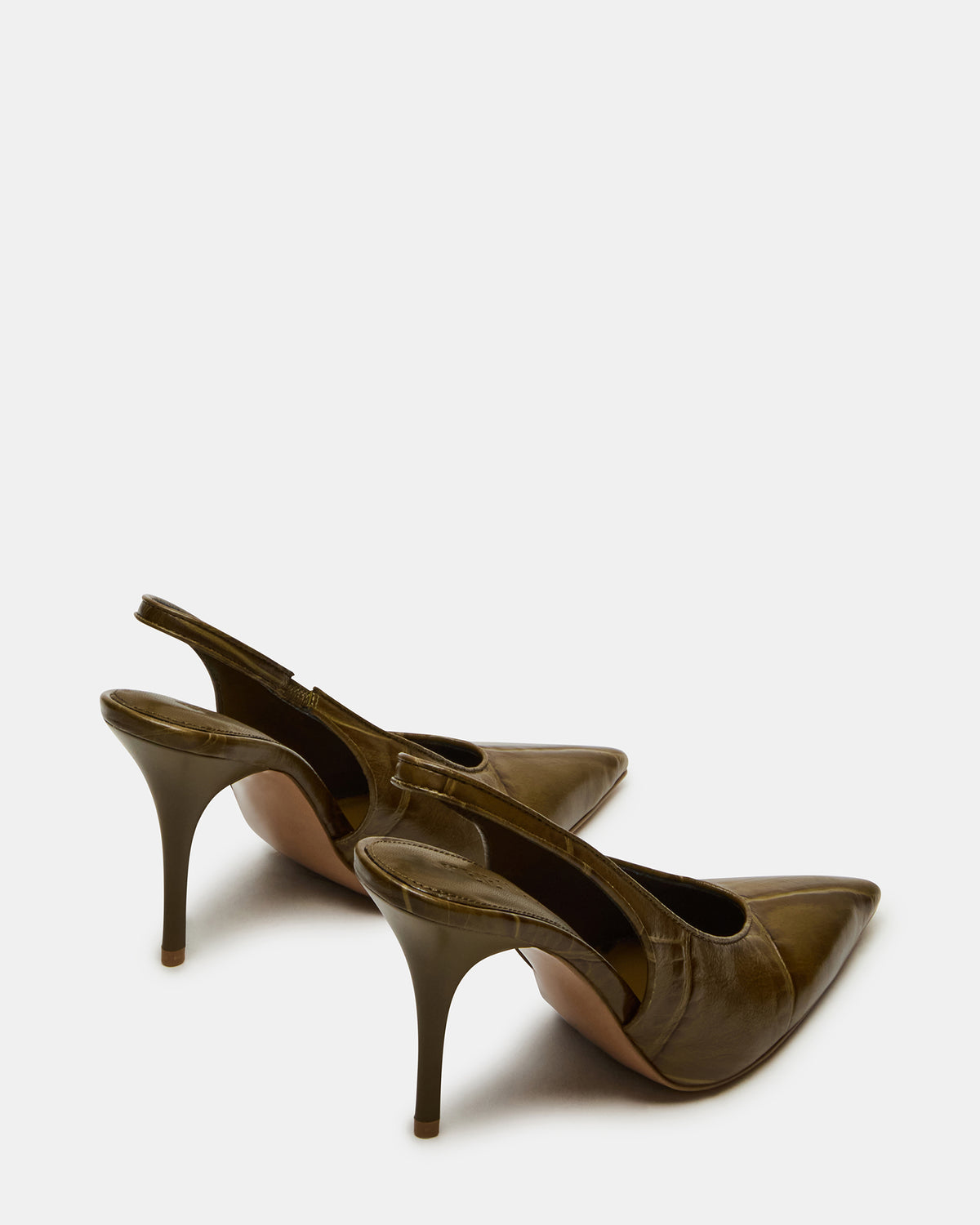 ANDROMEDA Green Crocodile Slingback Pointed-Toe Stiletto Pump Women's Heel