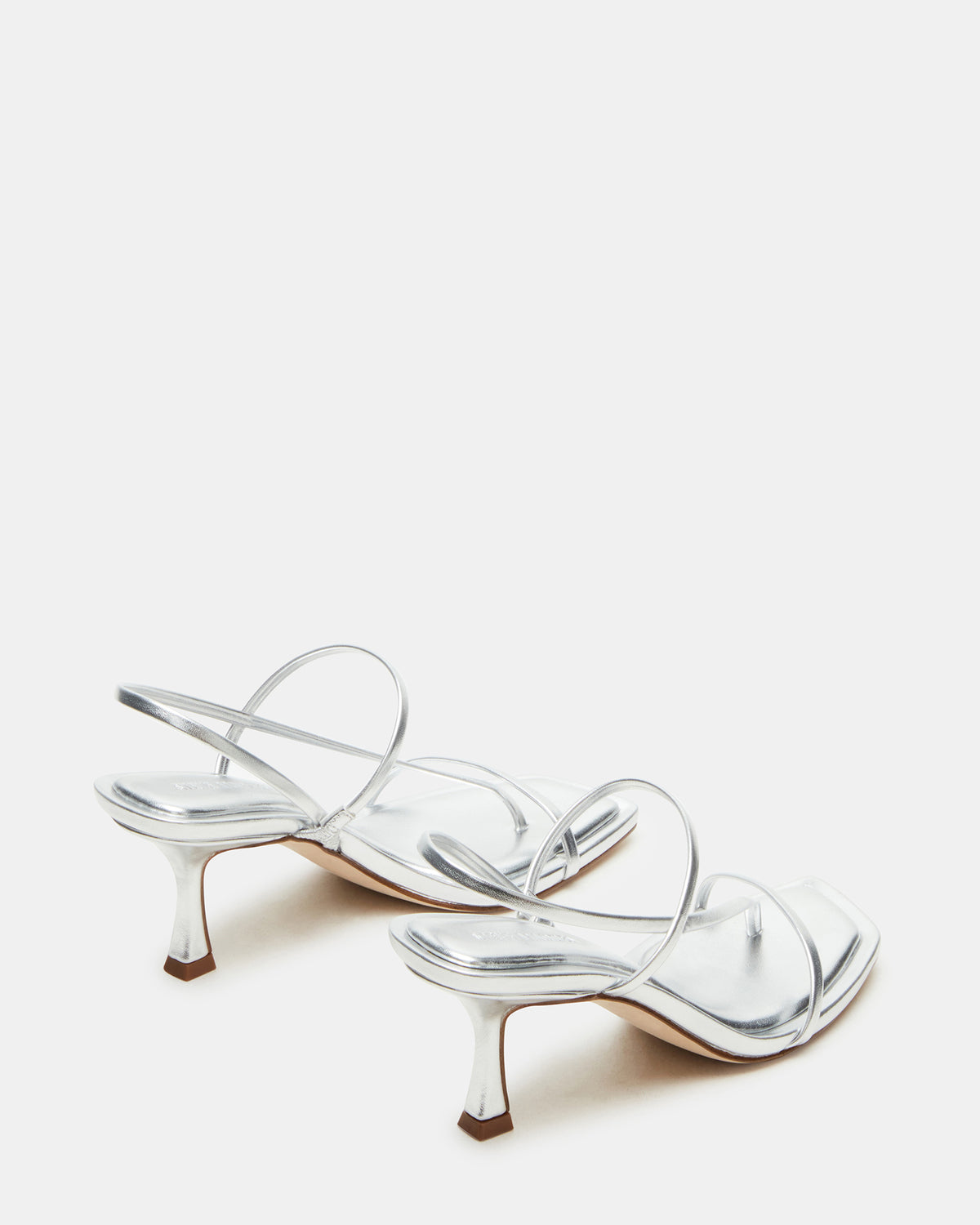 LOCKE Silver Women's Dainty Strappy Square Toe Heel
