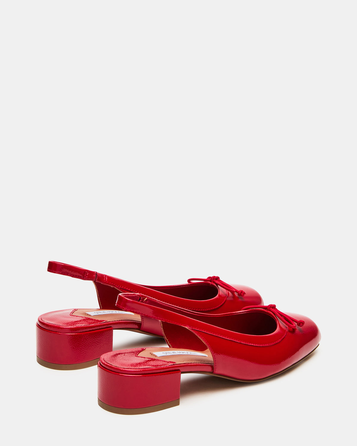 LOVED Red Crinkle Patent Square-Toe Slingback Ballet Women's Heel