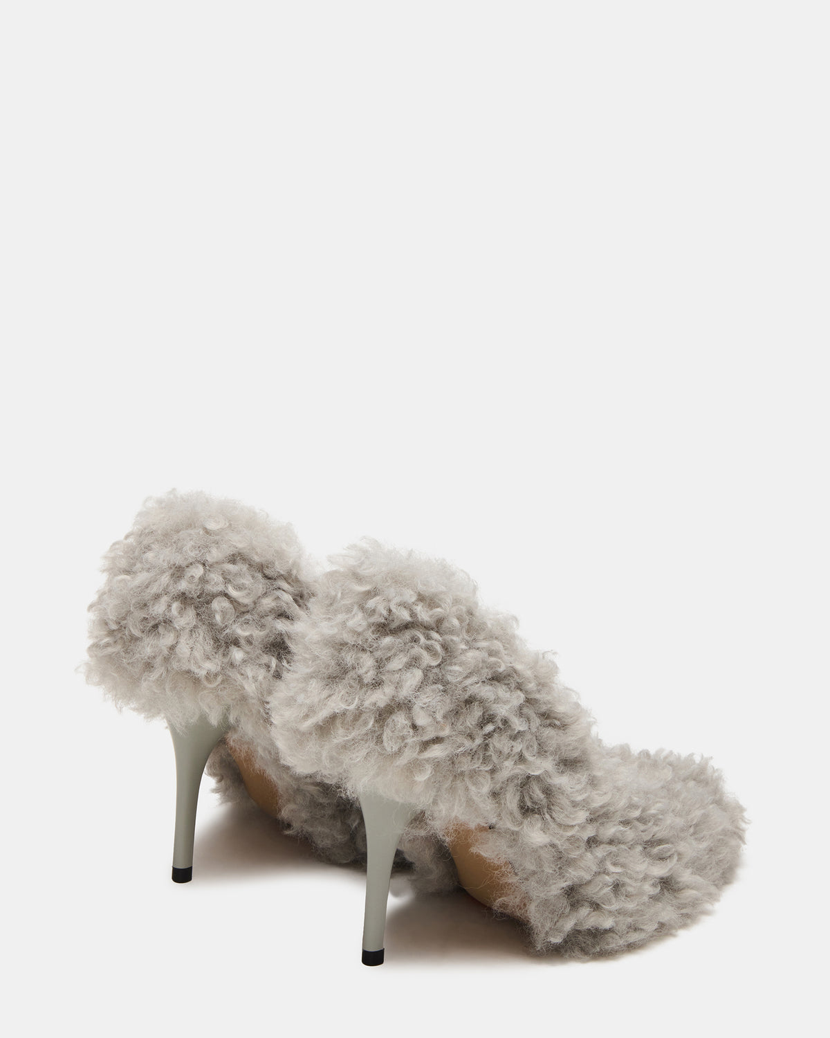 ACHILLES Light Blue Pointed-Toe Faux Fur Stiletto Women's Heel