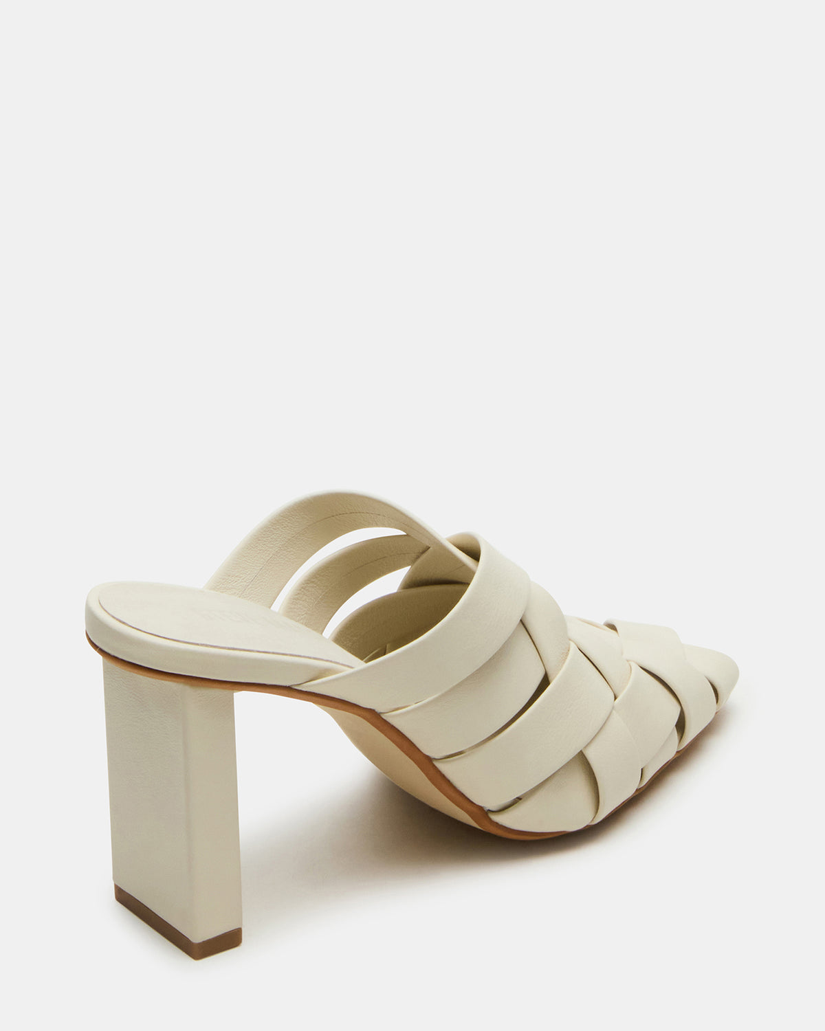 NAKITA White Square-Toe Woven Mule Women's Heel