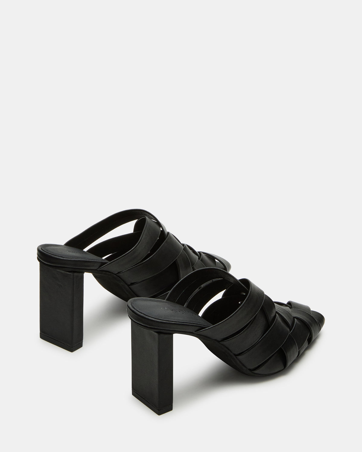 NAKITA Black Square-Toe Woven Mule Women's Heel