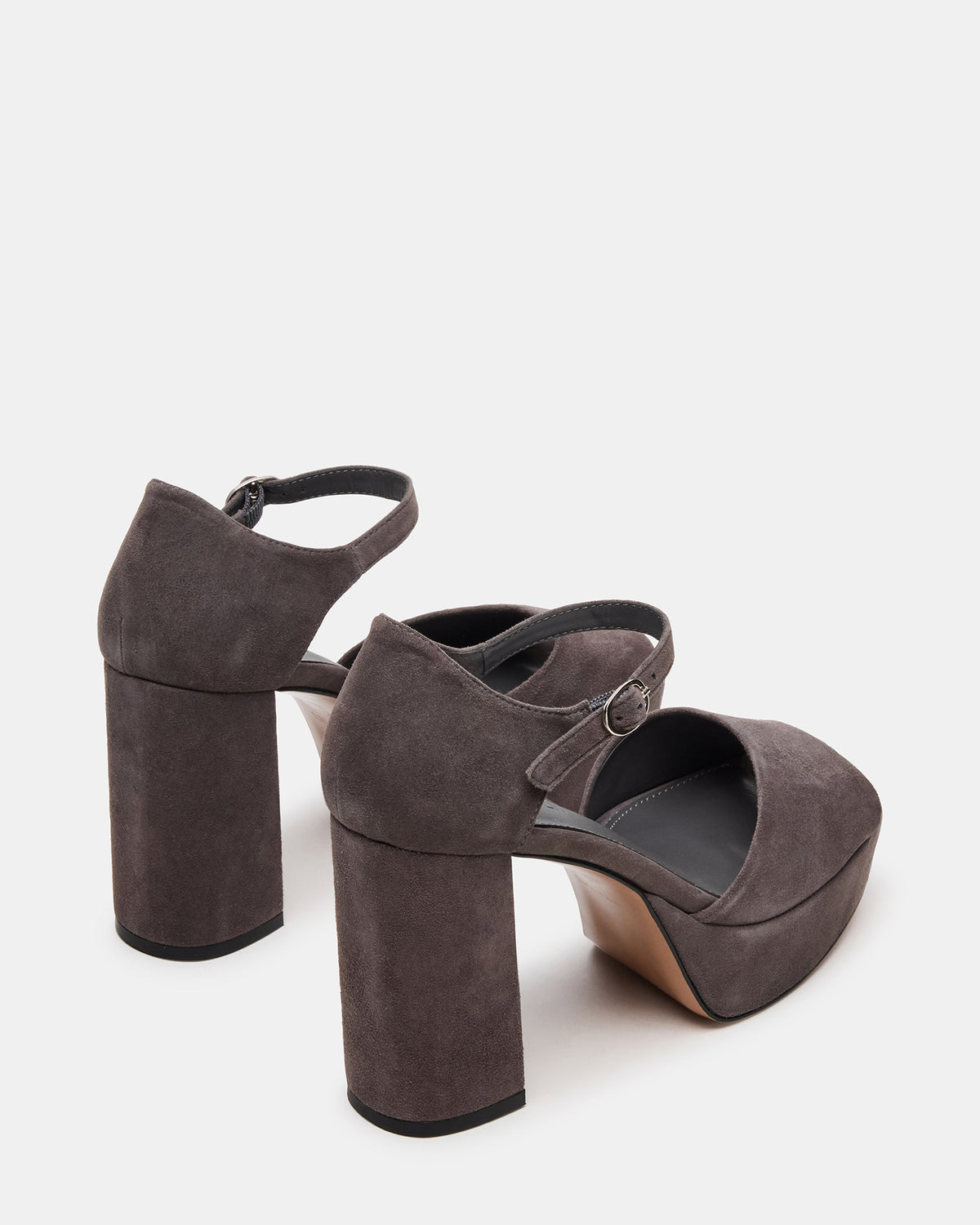 LONDON Grey Suede Platfrom Block Heel Square-Toe Women's Heel